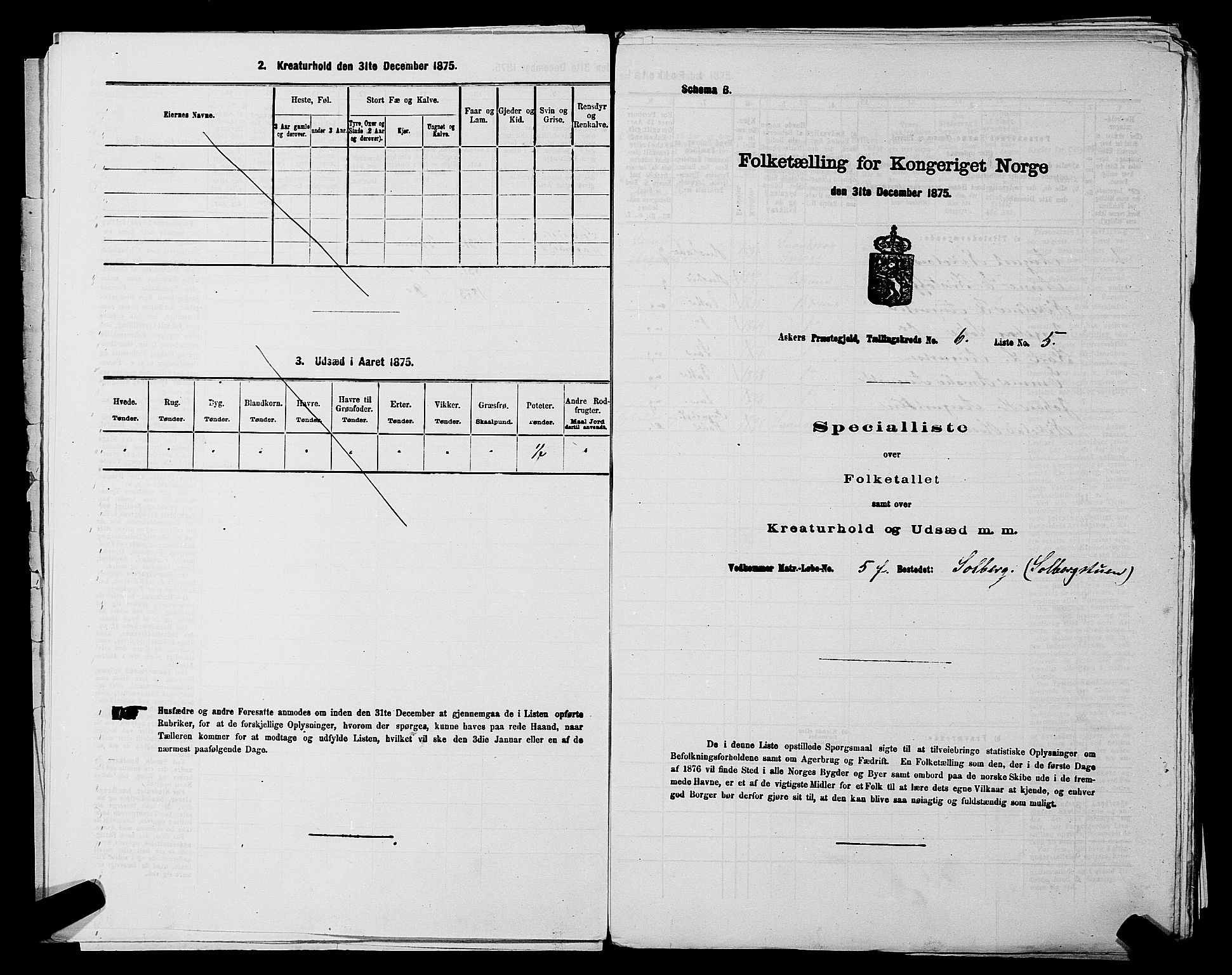 RA, 1875 census for 0220P Asker, 1875, p. 1163