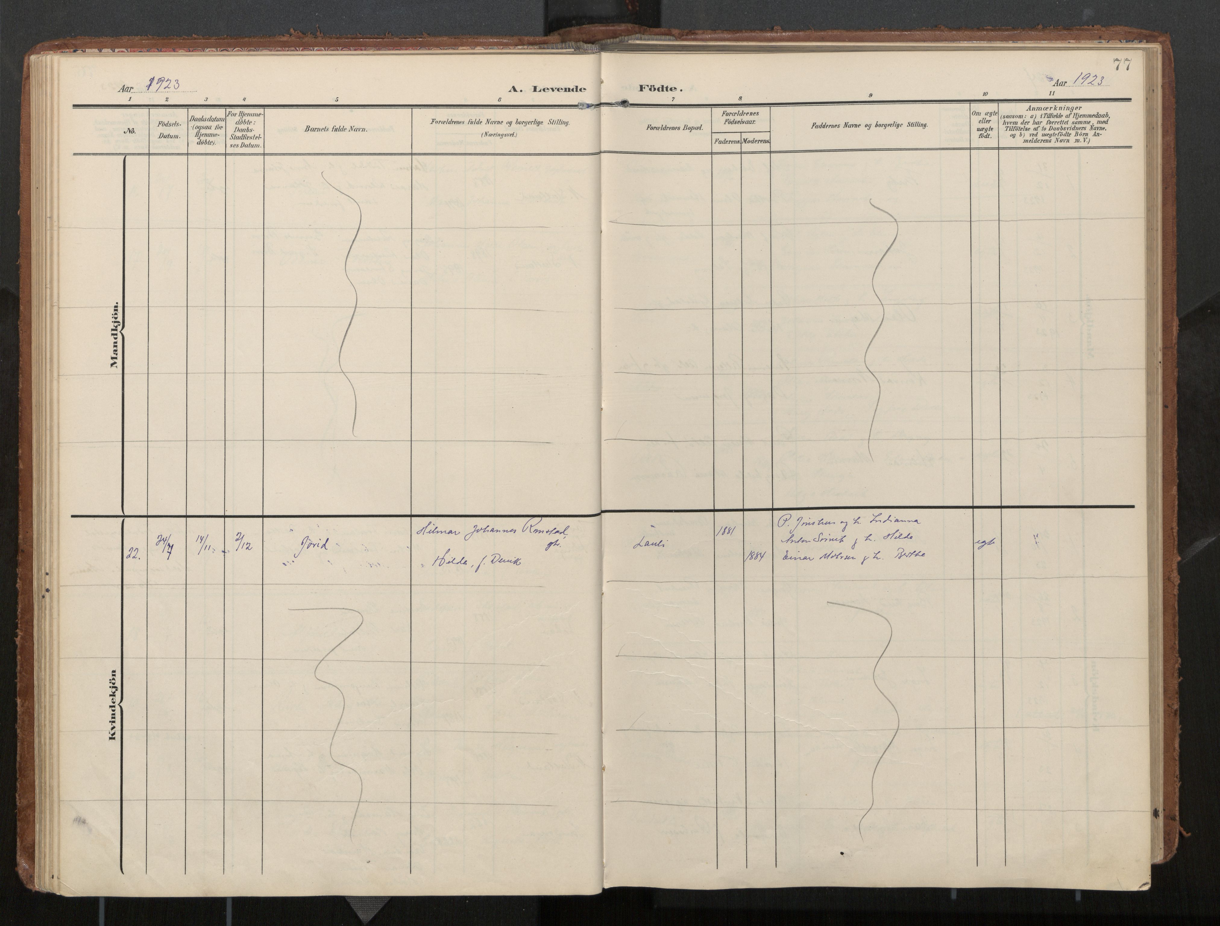 Ministerialprotokoller, klokkerbøker og fødselsregistre - Nord-Trøndelag, SAT/A-1458/774/L0629: Parish register (official), 1904-1926, p. 77