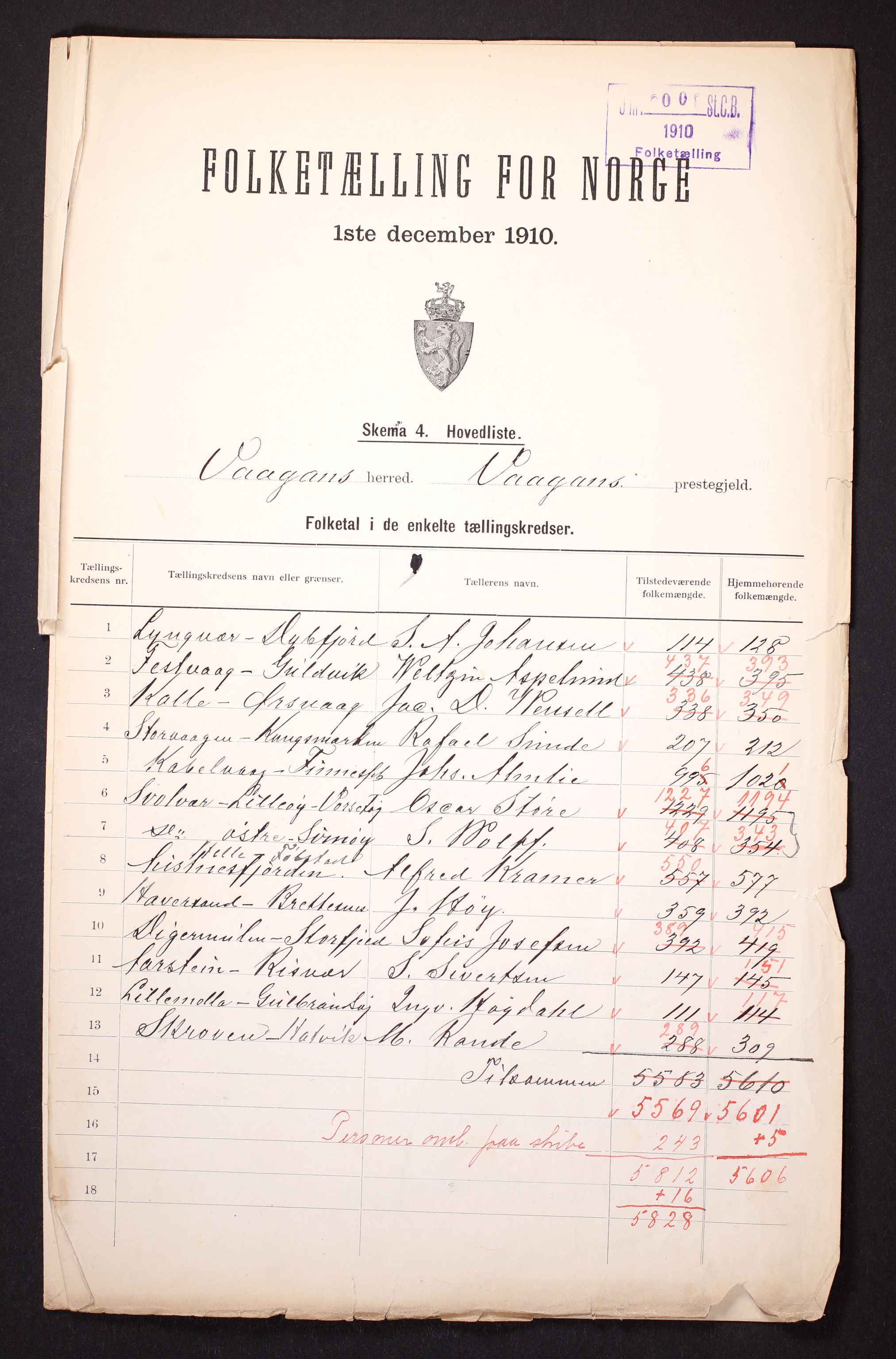 RA, 1910 census for Vågan, 1910, p. 3