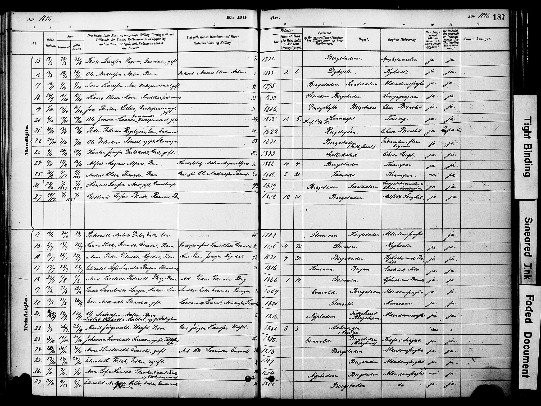 Ministerialprotokoller, klokkerbøker og fødselsregistre - Sør-Trøndelag, SAT/A-1456/681/L0933: Parish register (official) no. 681A11, 1879-1890, p. 187