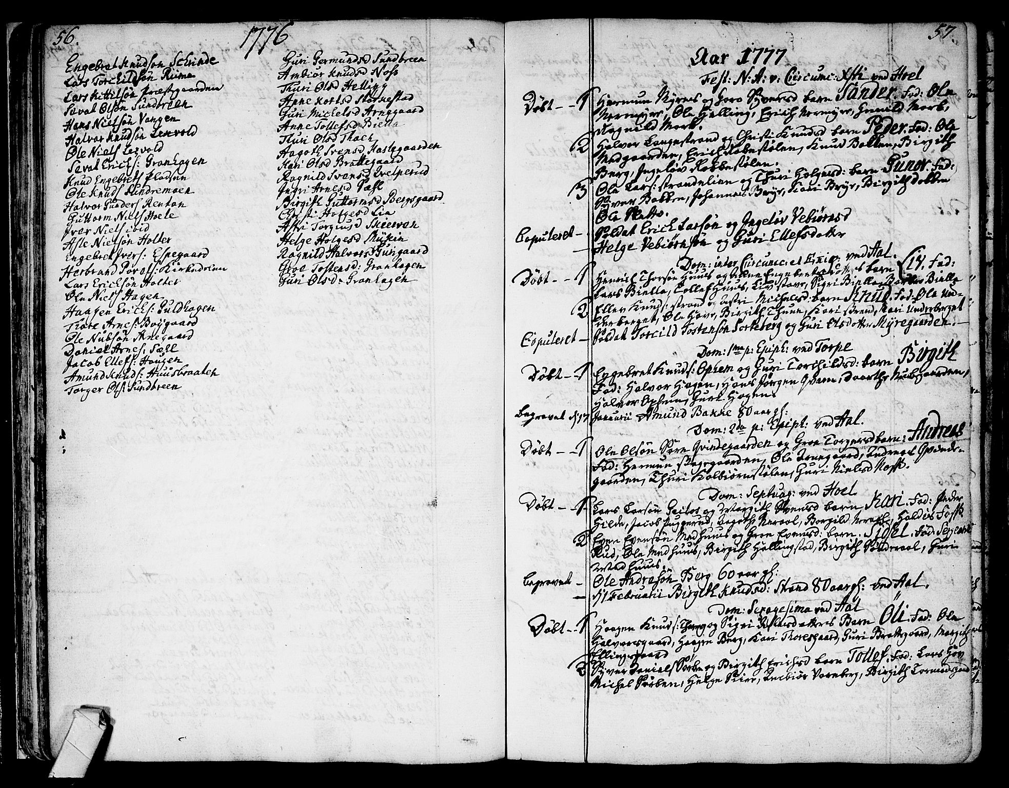 Ål kirkebøker, AV/SAKO-A-249/F/Fa/L0002: Parish register (official) no. I 2, 1771-1806, p. 56-57