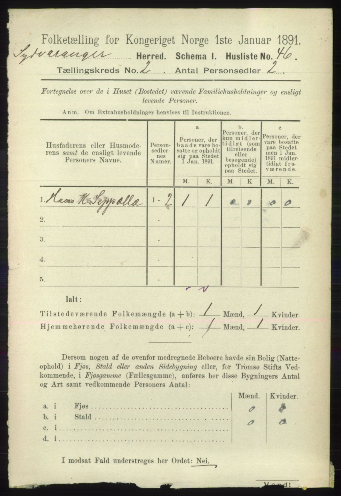 RA, 1891 census for 2030 Sør-Varanger, 1891, p. 399