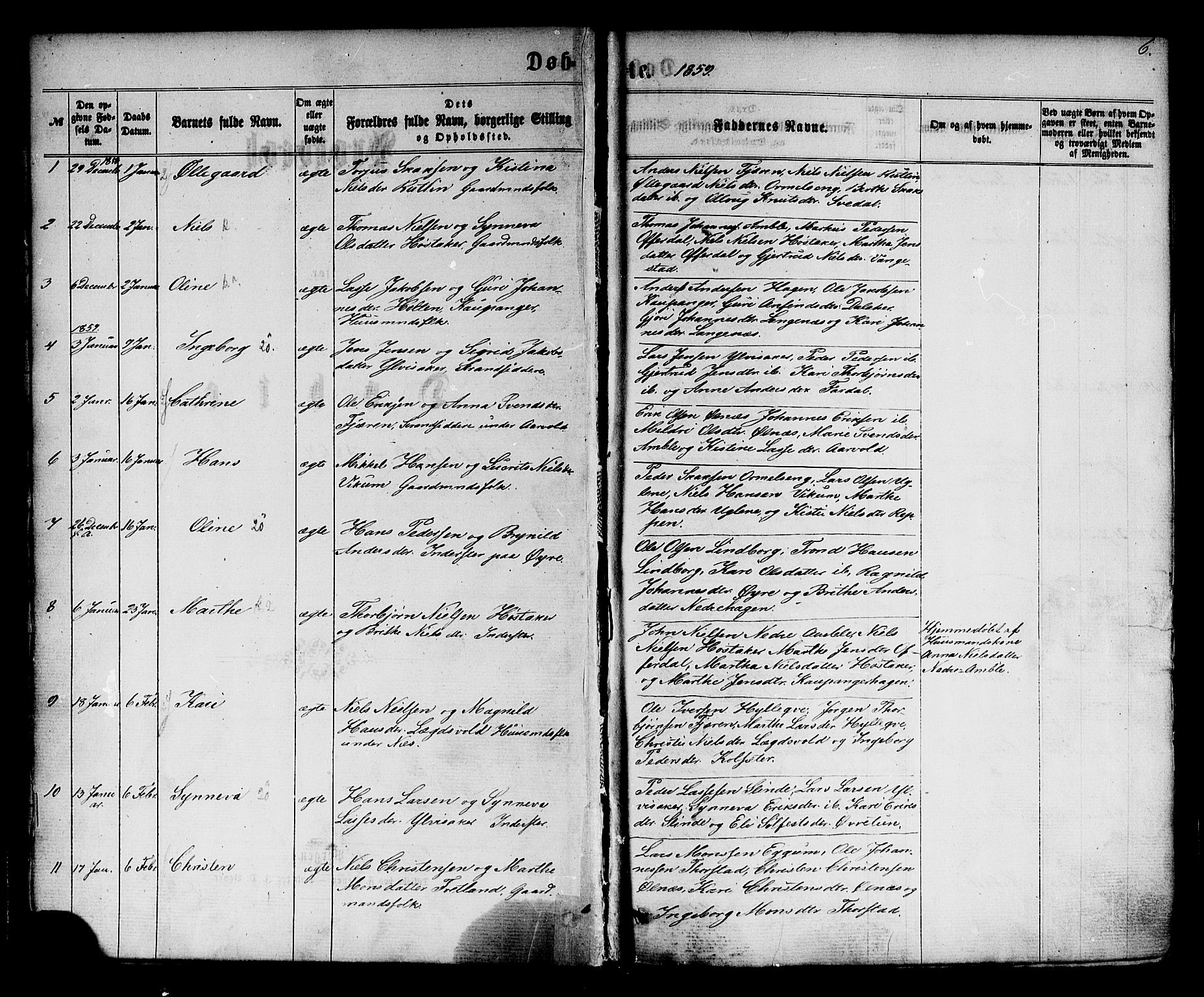 Sogndal sokneprestembete, SAB/A-81301/H/Haa/Haaa/L0013: Parish register (official) no. A 13, 1859-1877, p. 6