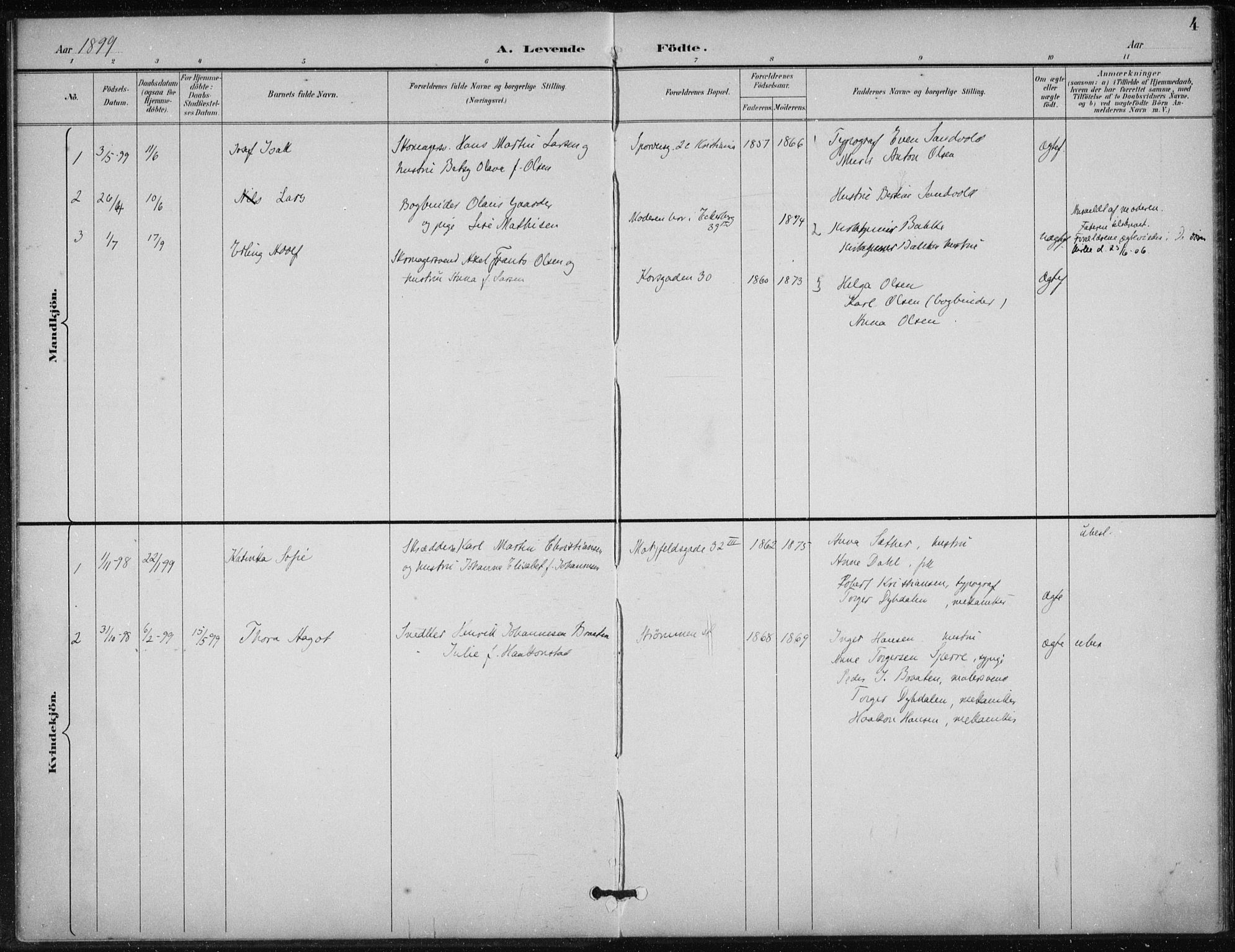 Døves menighet Oslo prestekontor kirkebøker, AV/SAO-A-11064/F/L0001: Parish register (official) no. 1, 1895-1919, p. 4