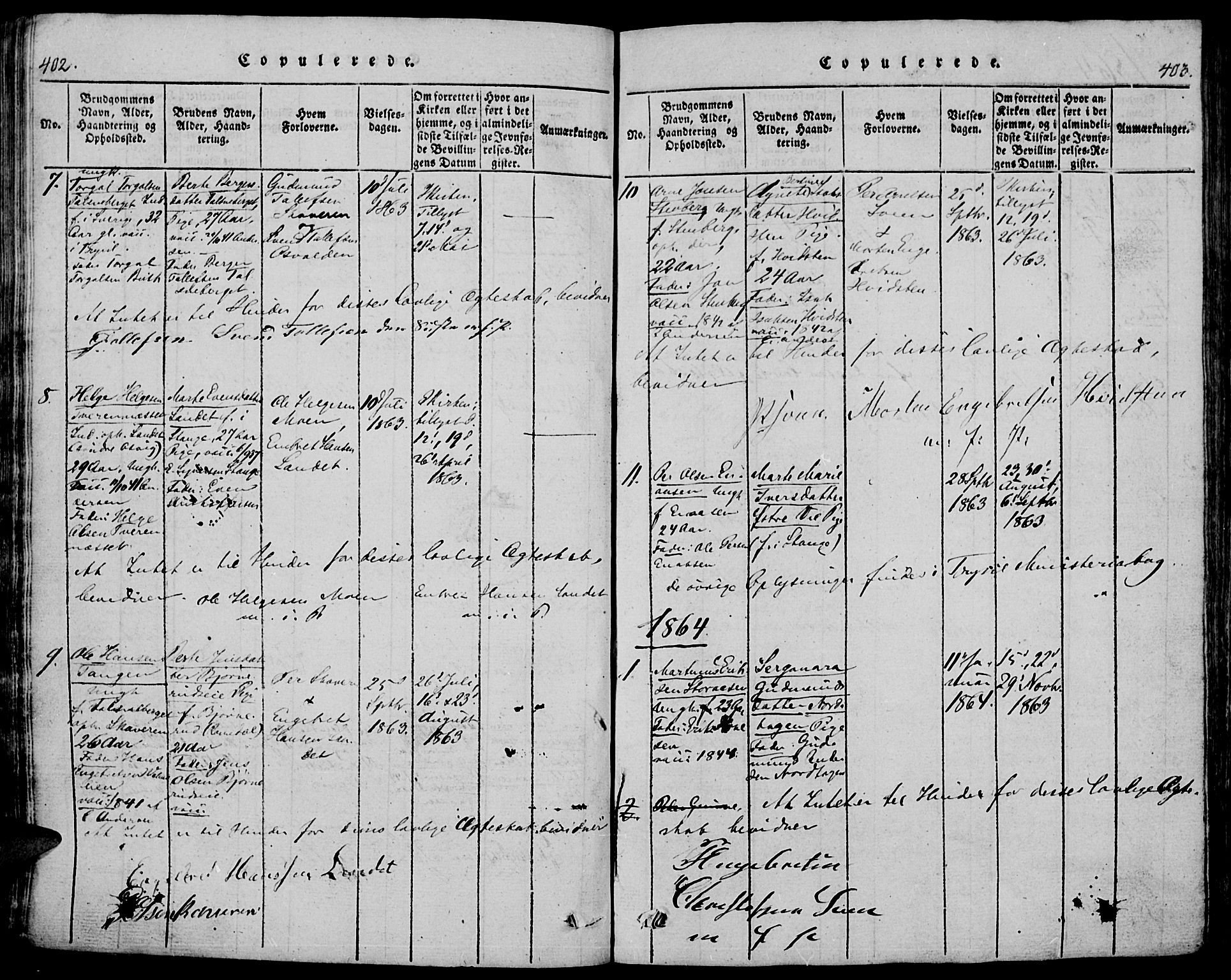 Trysil prestekontor, SAH/PREST-046/H/Ha/Hab/L0005: Parish register (copy) no. 5, 1814-1877, p. 402-403