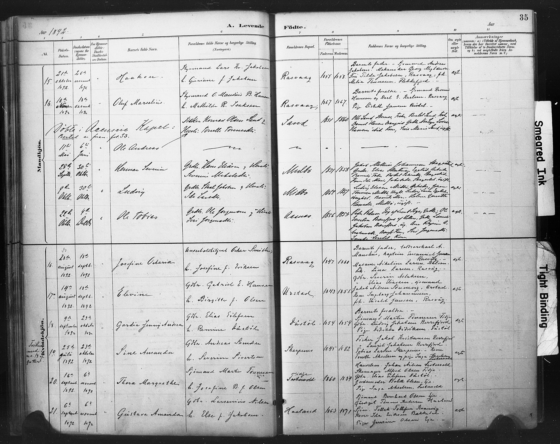 Flekkefjord sokneprestkontor, AV/SAK-1111-0012/F/Fa/Fab/L0006: Parish register (official) no. A 6, 1886-1901, p. 35