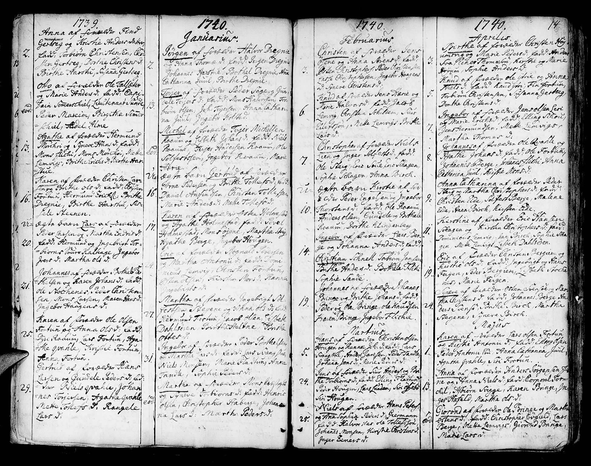 Luster sokneprestembete, AV/SAB-A-81101/H/Haa/Haaa/L0001: Parish register (official) no. A 1, 1731-1803, p. 14