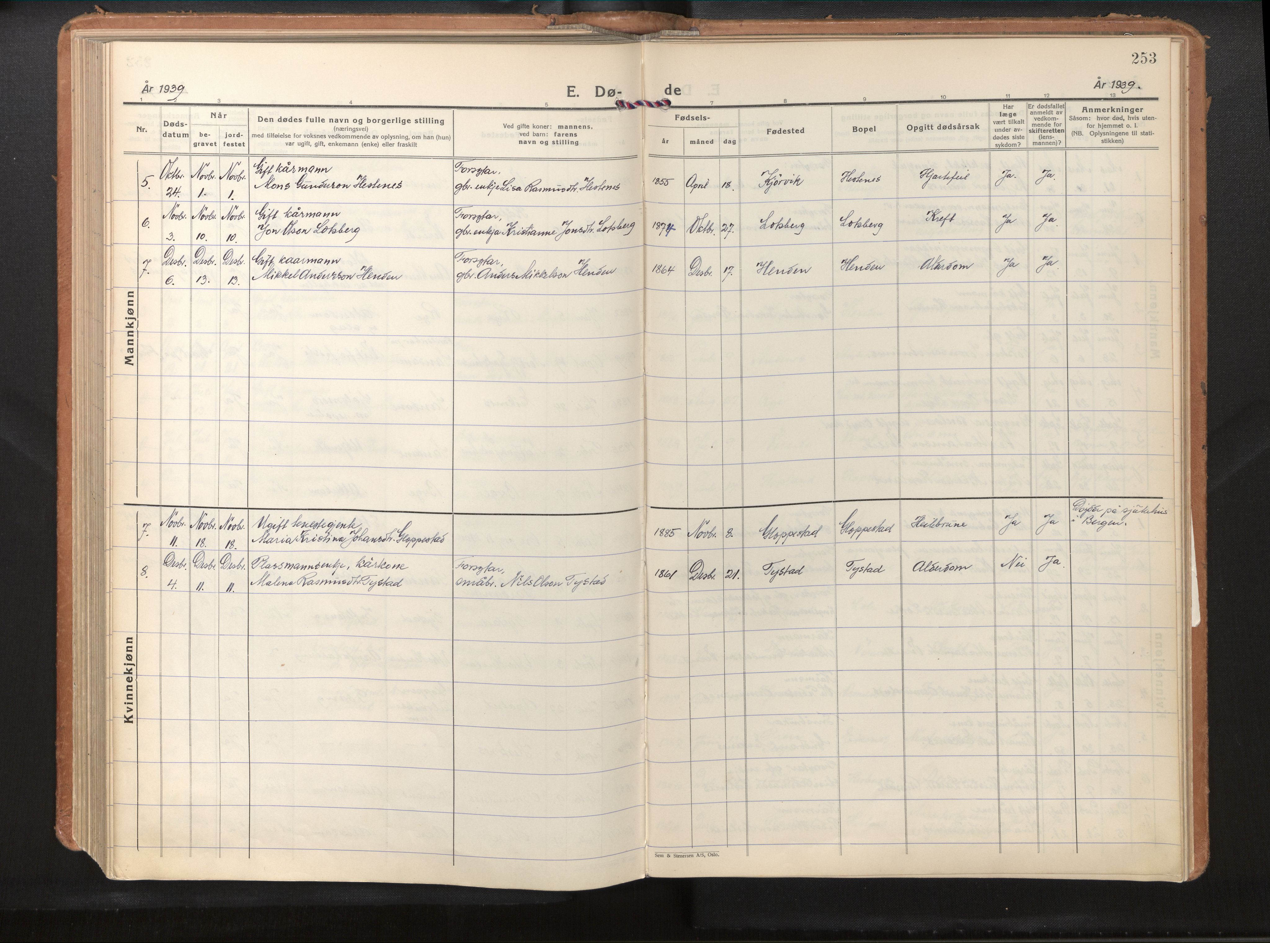 Gloppen sokneprestembete, AV/SAB-A-80101/H/Haa/Haab/L0003: Parish register (official) no. B 3, 1928-1953, p. 252b-253a