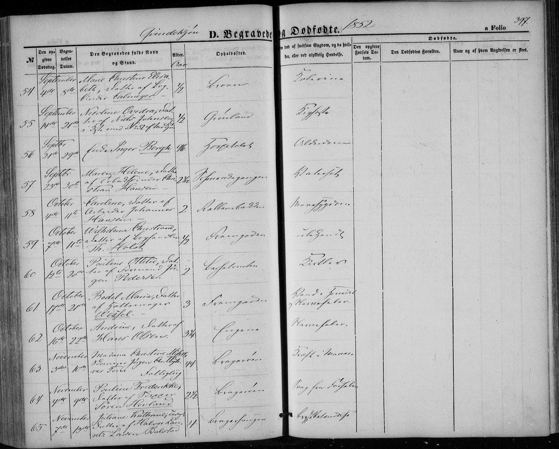 Bragernes kirkebøker, AV/SAKO-A-6/F/Fb/L0002: Parish register (official) no. II 2, 1848-1859, p. 397