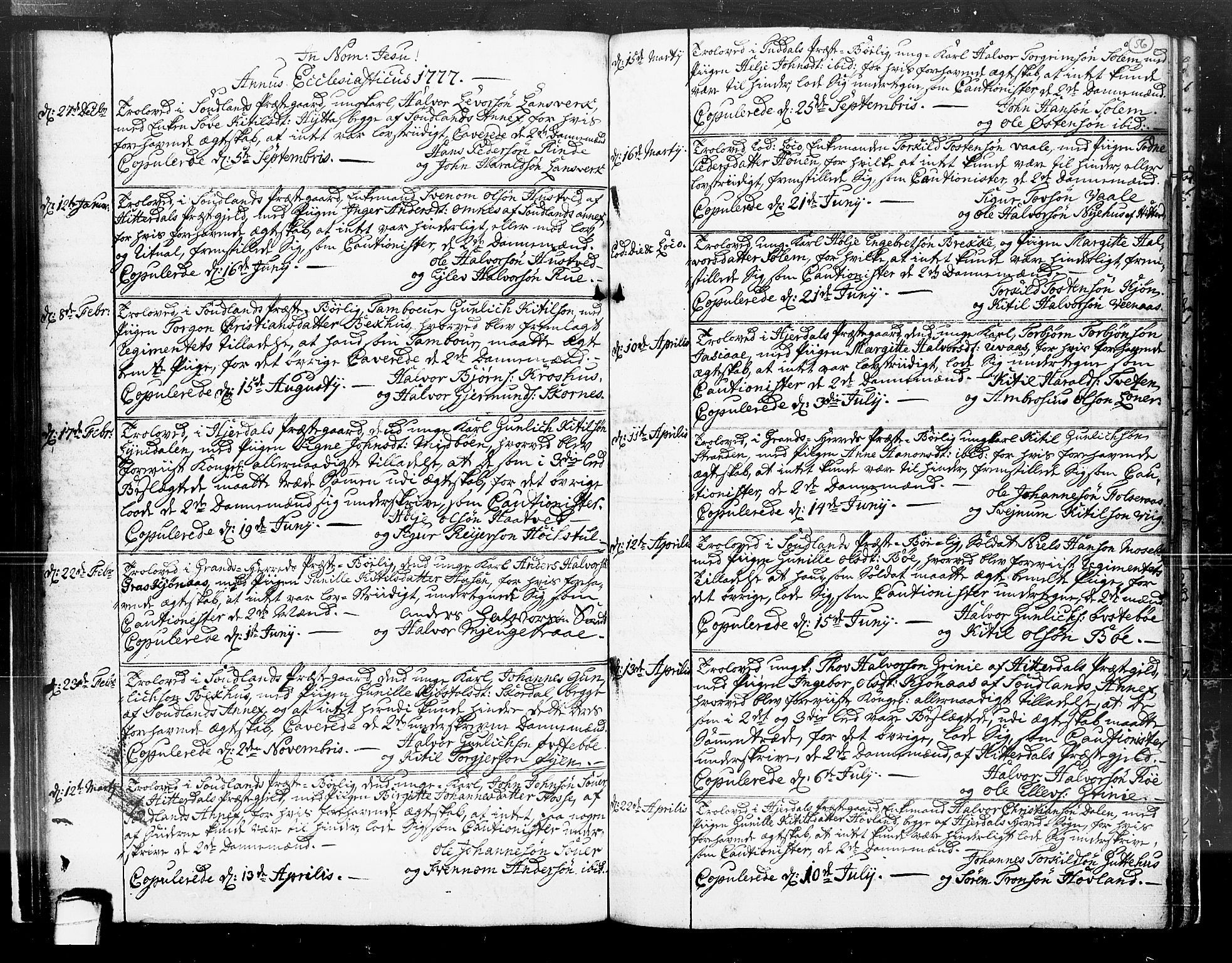Hjartdal kirkebøker, SAKO/A-270/F/Fa/L0004: Parish register (official) no. I 4, 1727-1795, p. 56