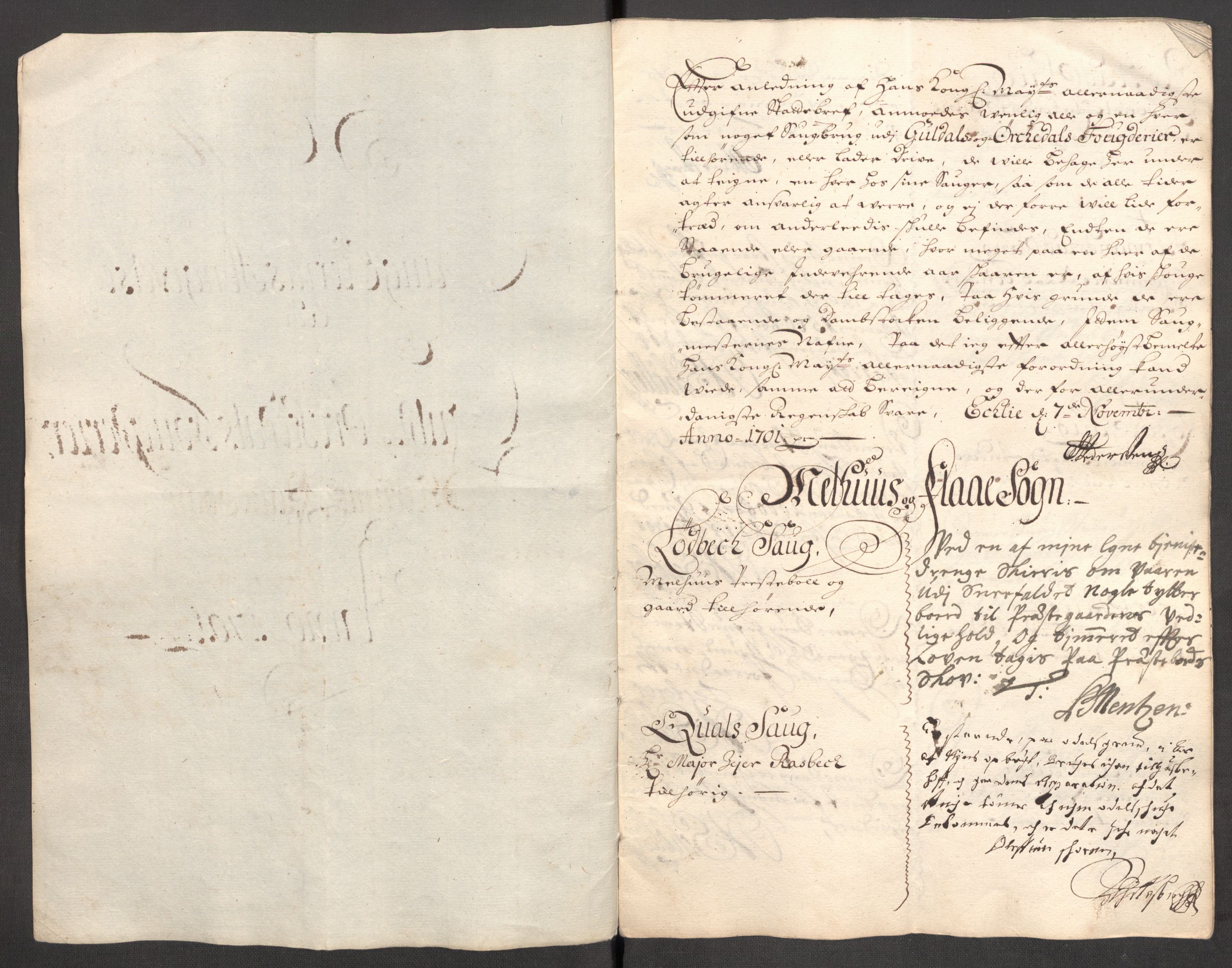 Rentekammeret inntil 1814, Reviderte regnskaper, Fogderegnskap, AV/RA-EA-4092/R60/L3951: Fogderegnskap Orkdal og Gauldal, 1701, p. 215