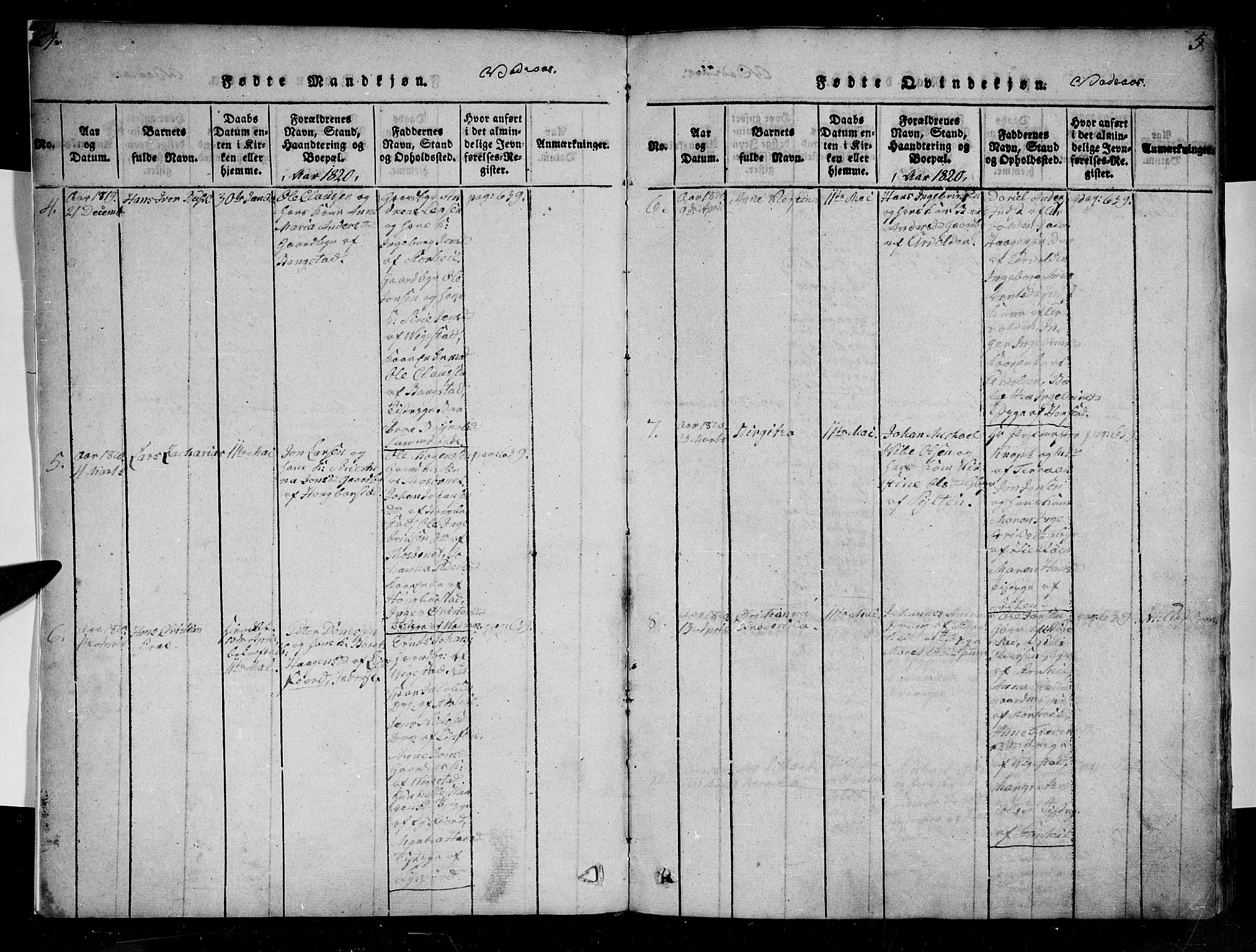 Ministerialprotokoller, klokkerbøker og fødselsregistre - Nordland, AV/SAT-A-1459/810/L0142: Parish register (official) no. 810A06 /1, 1819-1841, p. 4-5