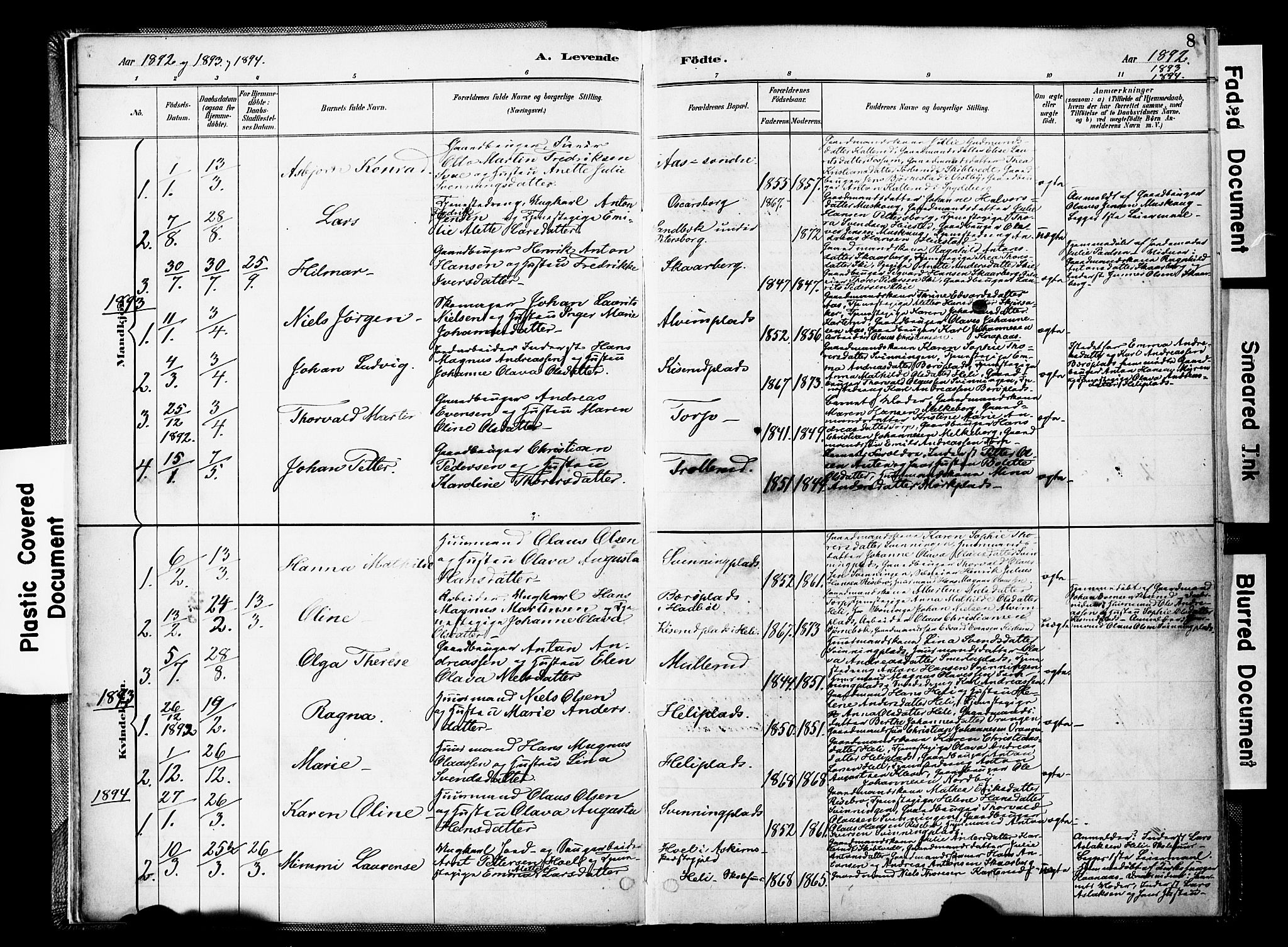 Spydeberg prestekontor Kirkebøker, AV/SAO-A-10924/F/Fc/L0001: Parish register (official) no. III 1, 1886-1907, p. 8