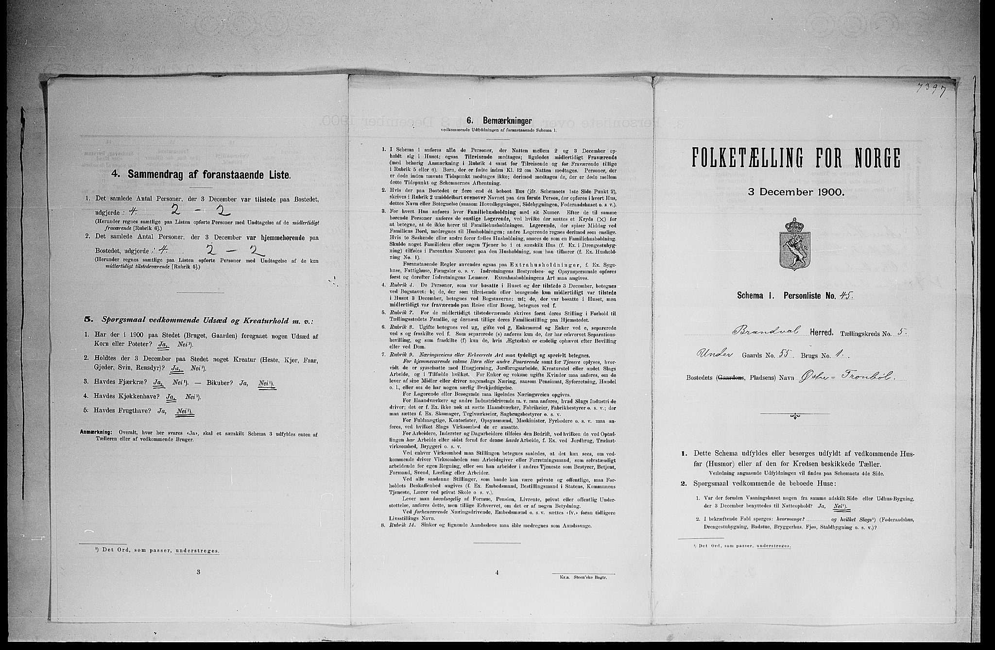 SAH, 1900 census for Brandval, 1900, p. 667