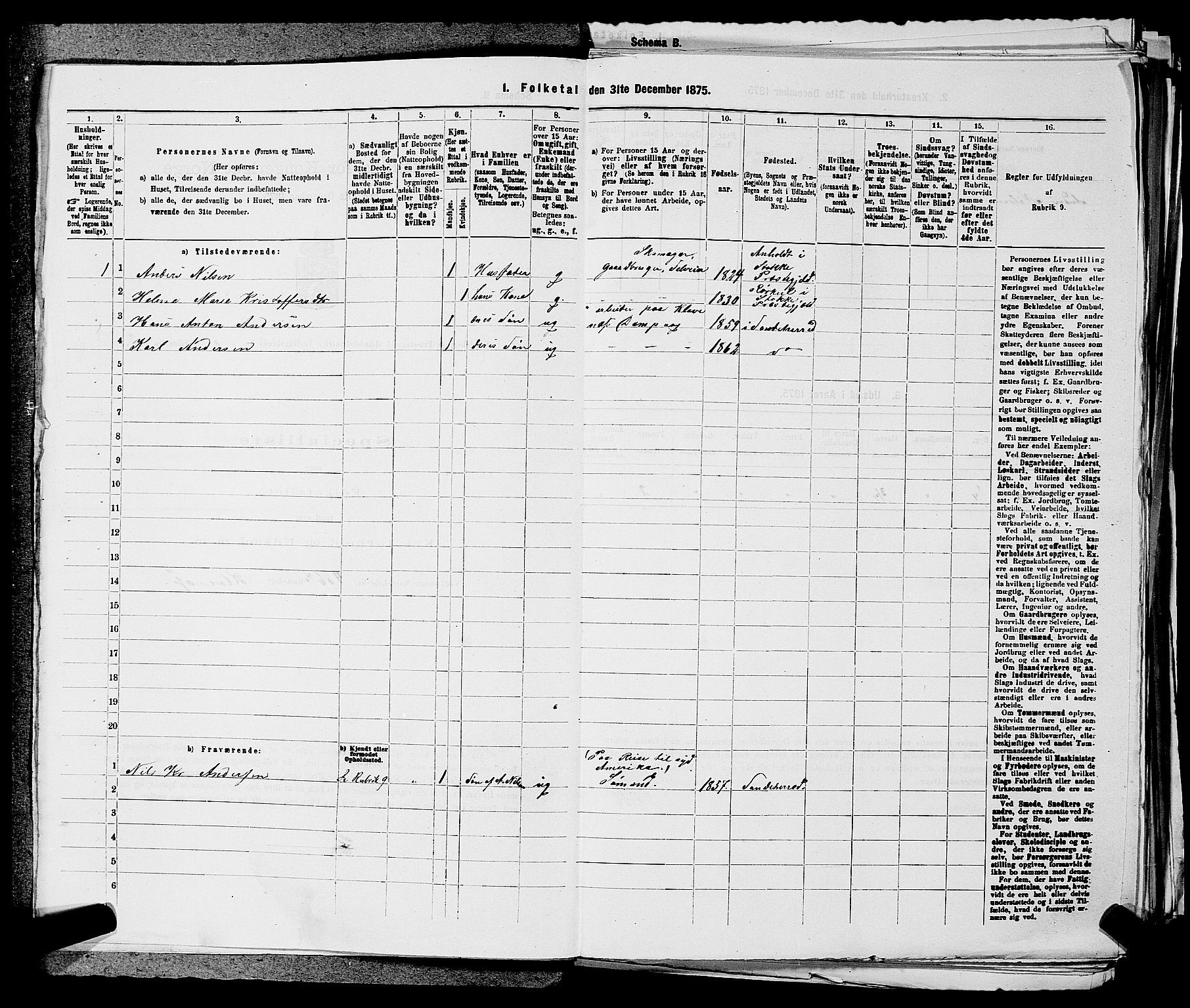 SAKO, 1875 census for 0724L Sandeherred/Sandeherred, 1875, p. 1305