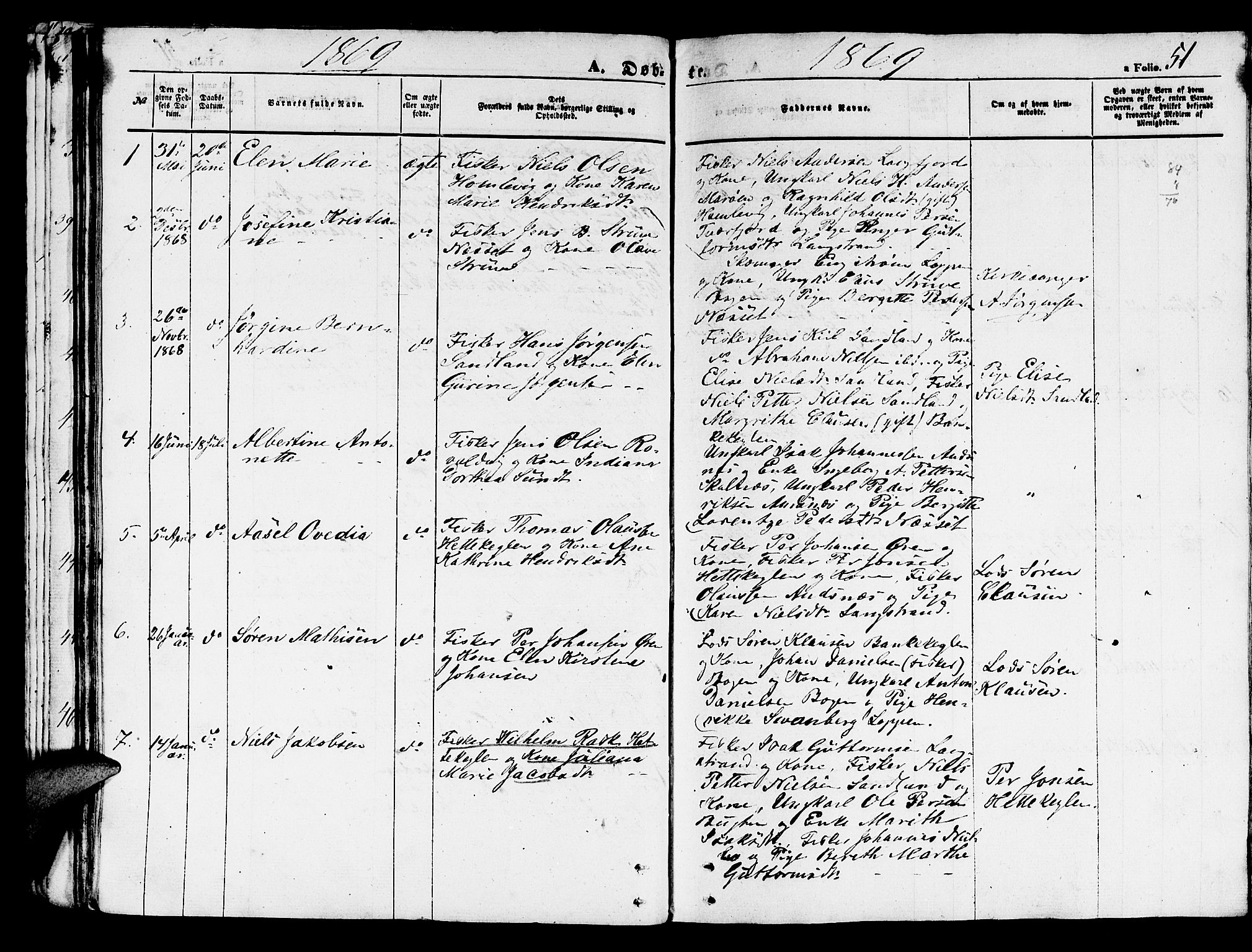 Loppa sokneprestkontor, SATØ/S-1339/H/Hb/L0002klokker: Parish register (copy) no. 2, 1850-1880, p. 51