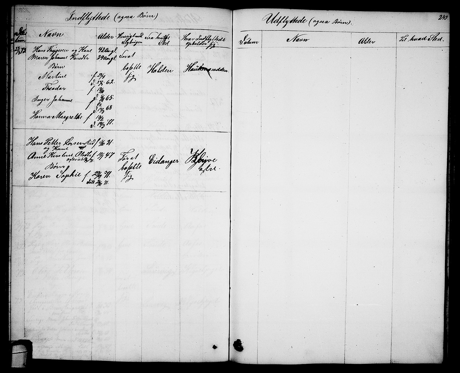 Solum kirkebøker, SAKO/A-306/G/Ga/L0004: Parish register (copy) no. I 4, 1859-1876, p. 243