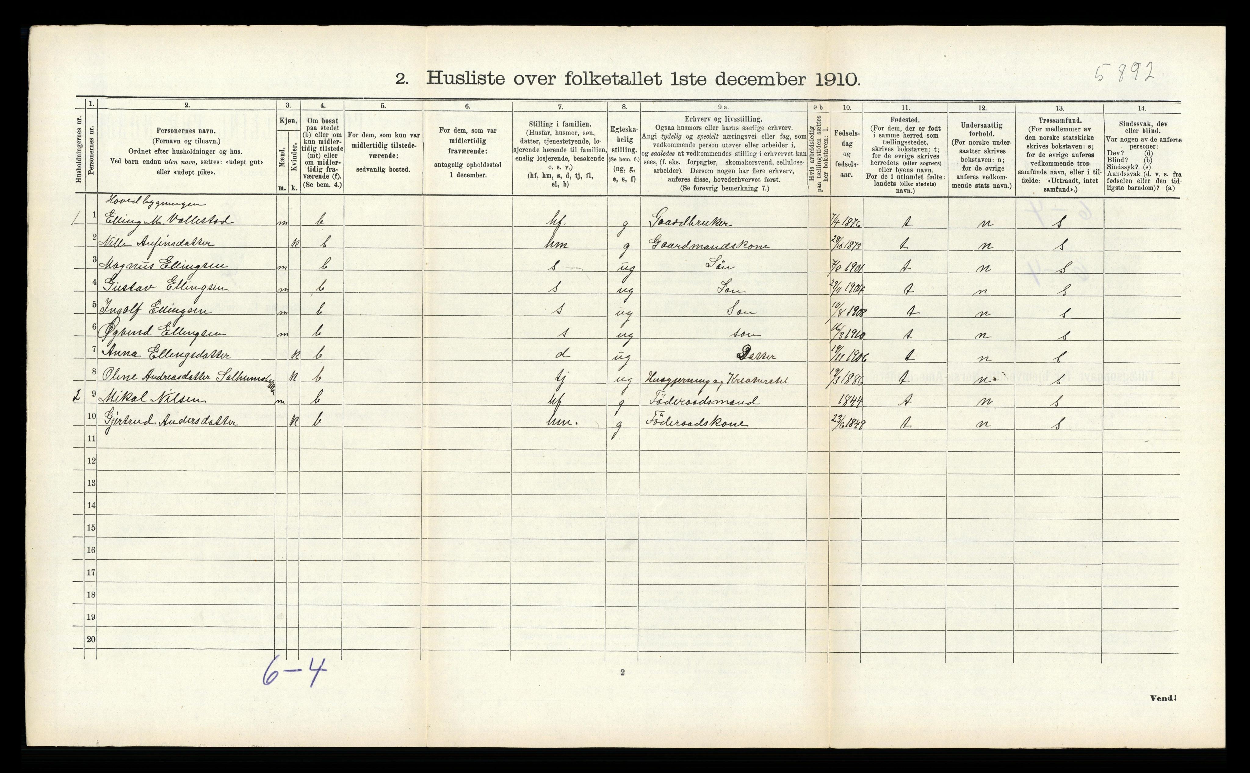 RA, 1910 census for Indre Holmedal, 1910, p. 273