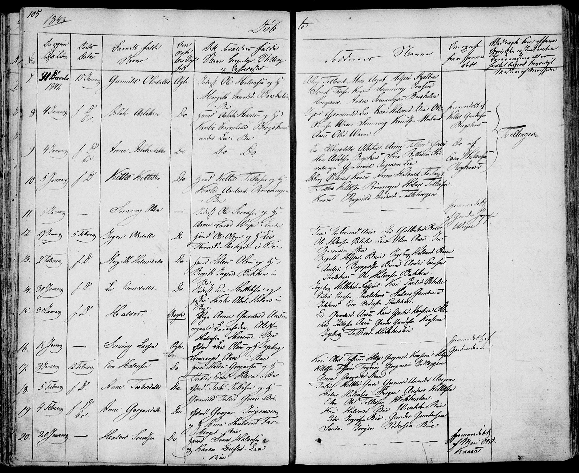 Bø kirkebøker, SAKO/A-257/F/Fa/L0007: Parish register (official) no. 7, 1831-1848, p. 105