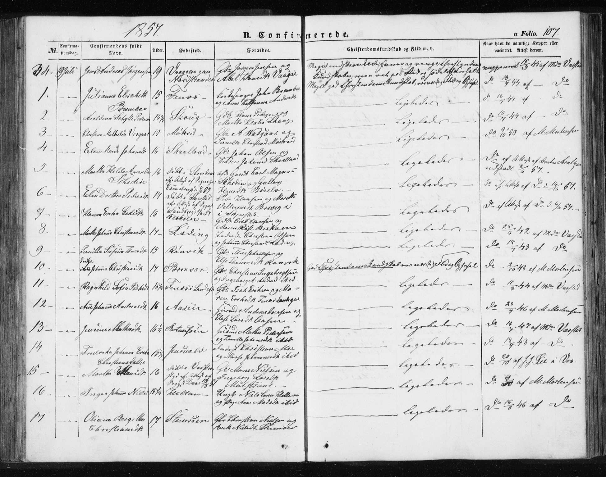 Ministerialprotokoller, klokkerbøker og fødselsregistre - Nordland, AV/SAT-A-1459/801/L0028: Parish register (copy) no. 801C03, 1855-1867, p. 107