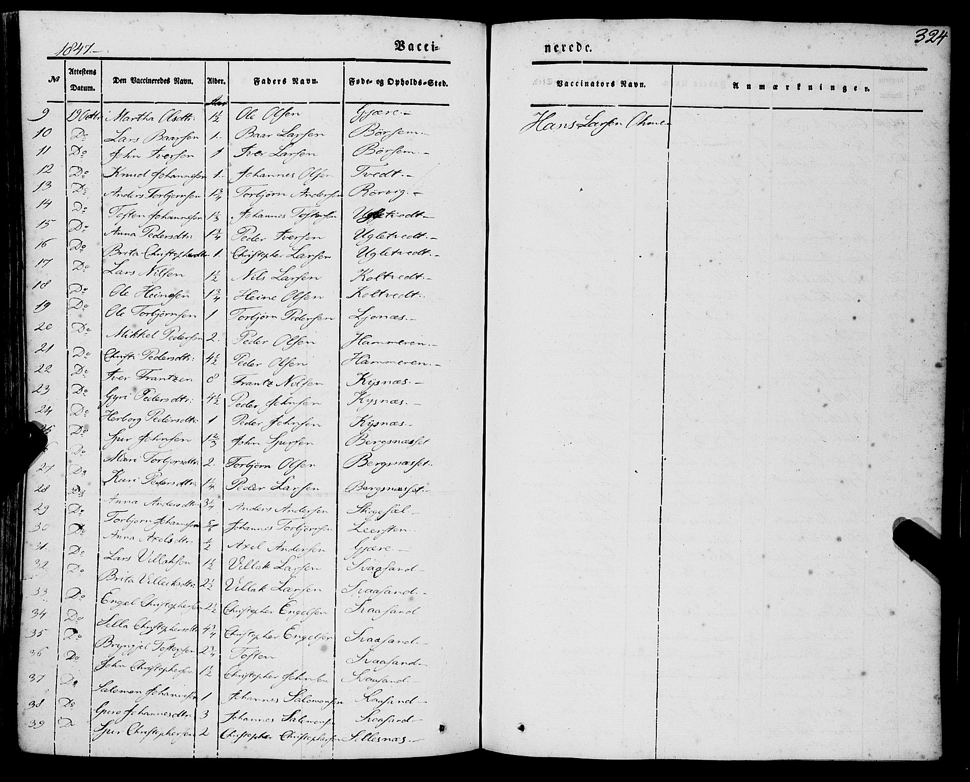 Strandebarm sokneprestembete, AV/SAB-A-78401/H/Haa: Parish register (official) no. A 7, 1844-1872, p. 324