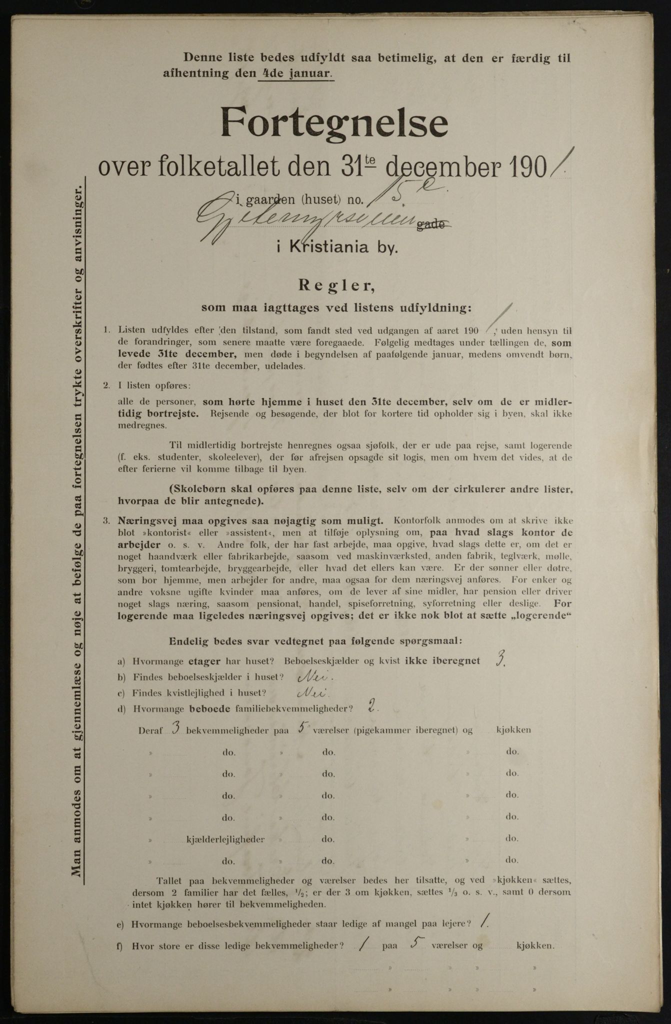 OBA, Municipal Census 1901 for Kristiania, 1901, p. 4610