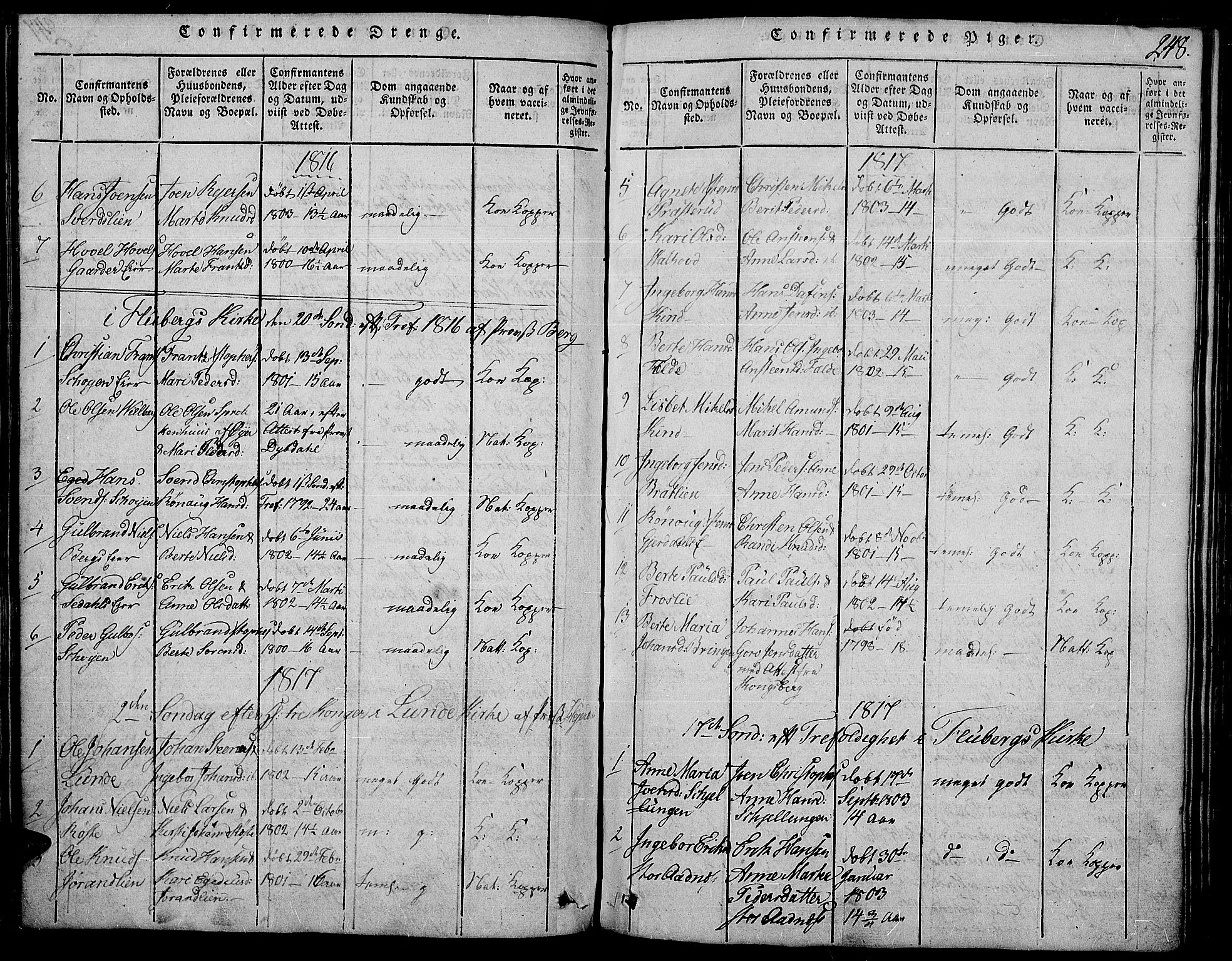 Land prestekontor, SAH/PREST-120/H/Ha/Haa/L0007: Parish register (official) no. 7, 1814-1830, p. 248