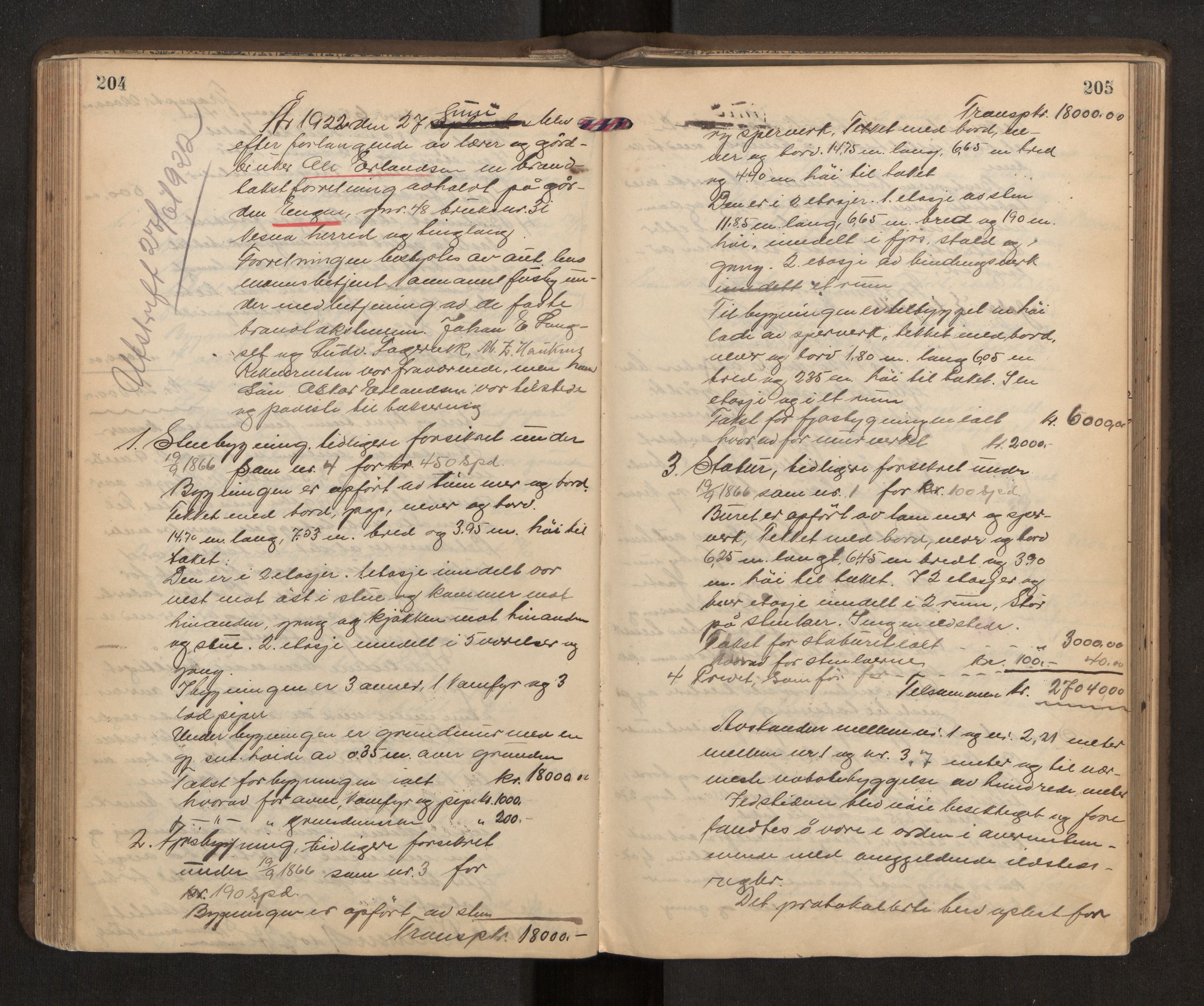 Norges Brannkasse Nesna, AV/SAT-A-5575/Fa/L0004: Branntakstprotokoll, 1919-1927, p. 204-205