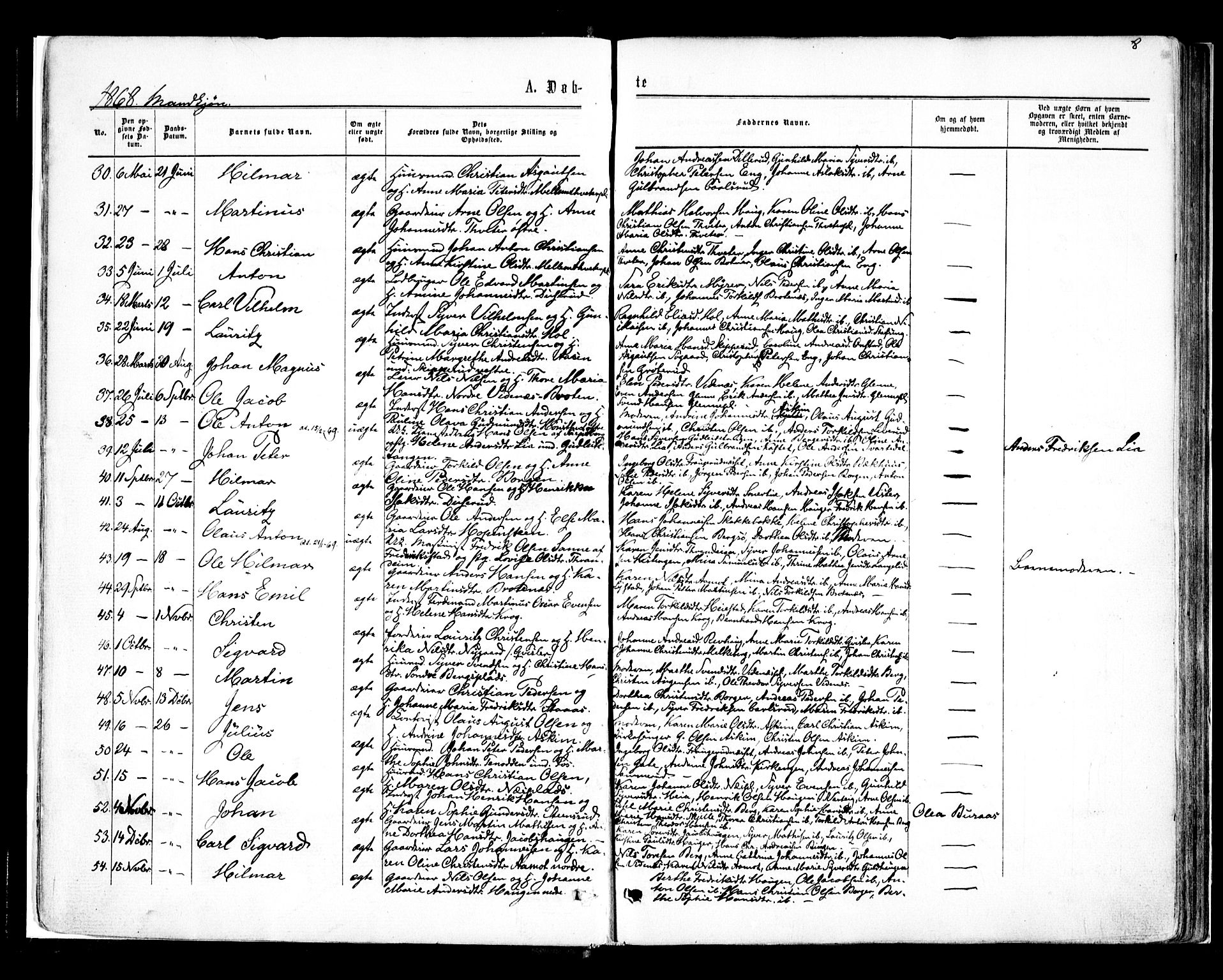 Skiptvet prestekontor Kirkebøker, SAO/A-20009/F/Fa/L0008: Parish register (official) no. 8, 1867-1877, p. 8