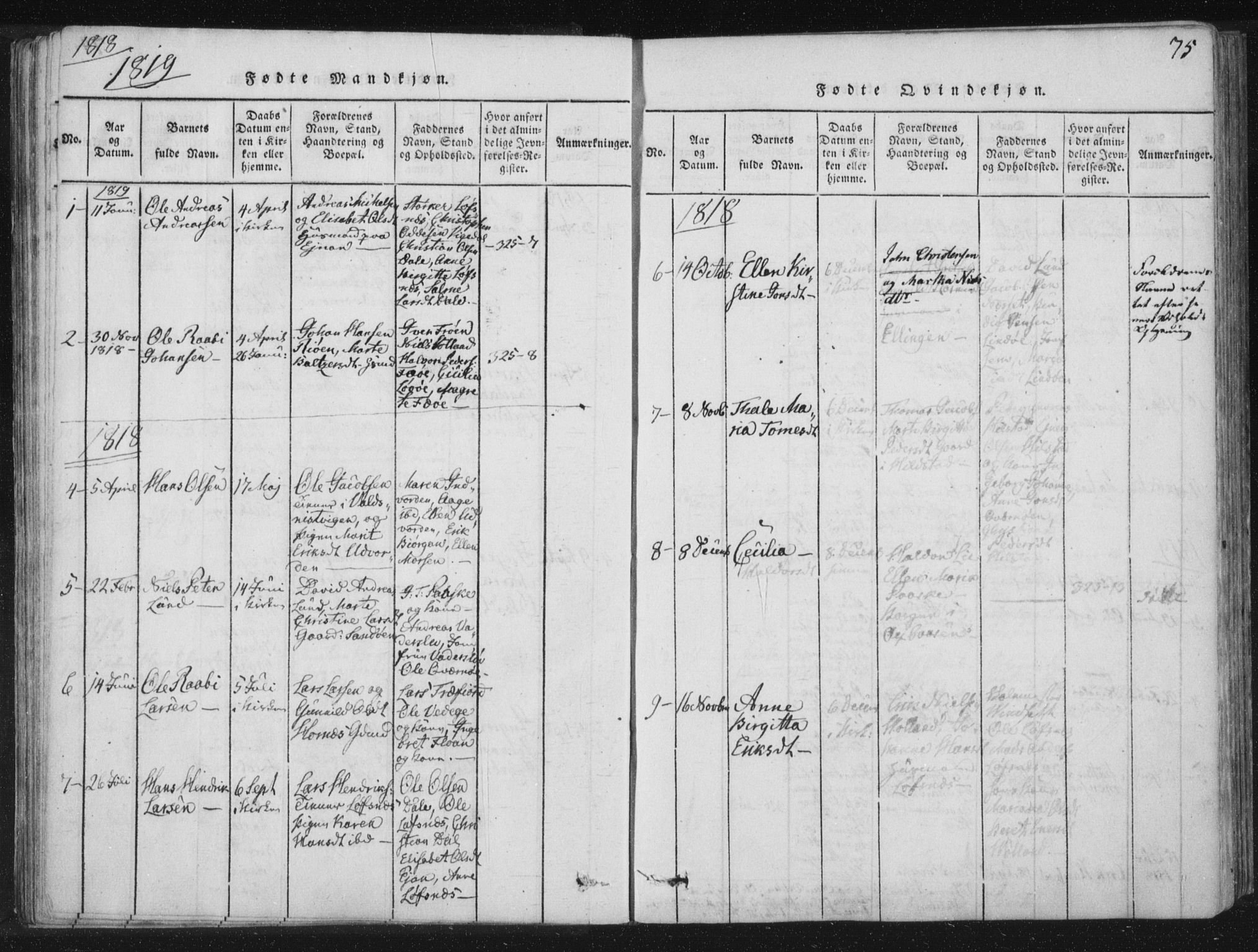 Ministerialprotokoller, klokkerbøker og fødselsregistre - Nord-Trøndelag, SAT/A-1458/773/L0609: Parish register (official) no. 773A03 /3, 1815-1830, p. 75