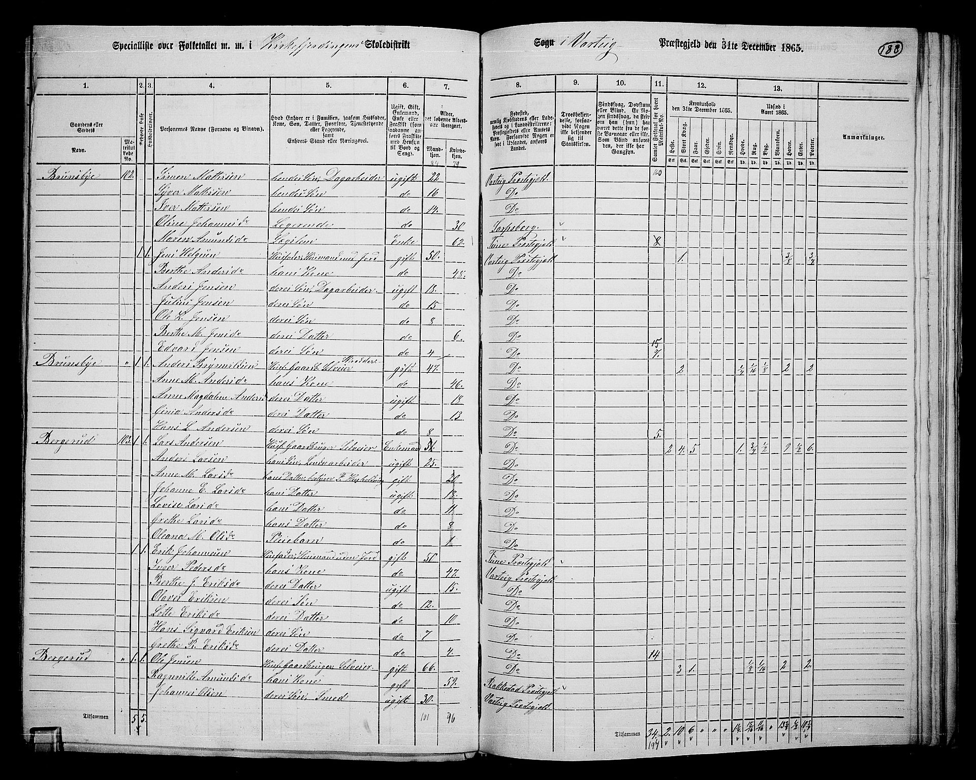 RA, 1865 census for Varteig, 1865, p. 11