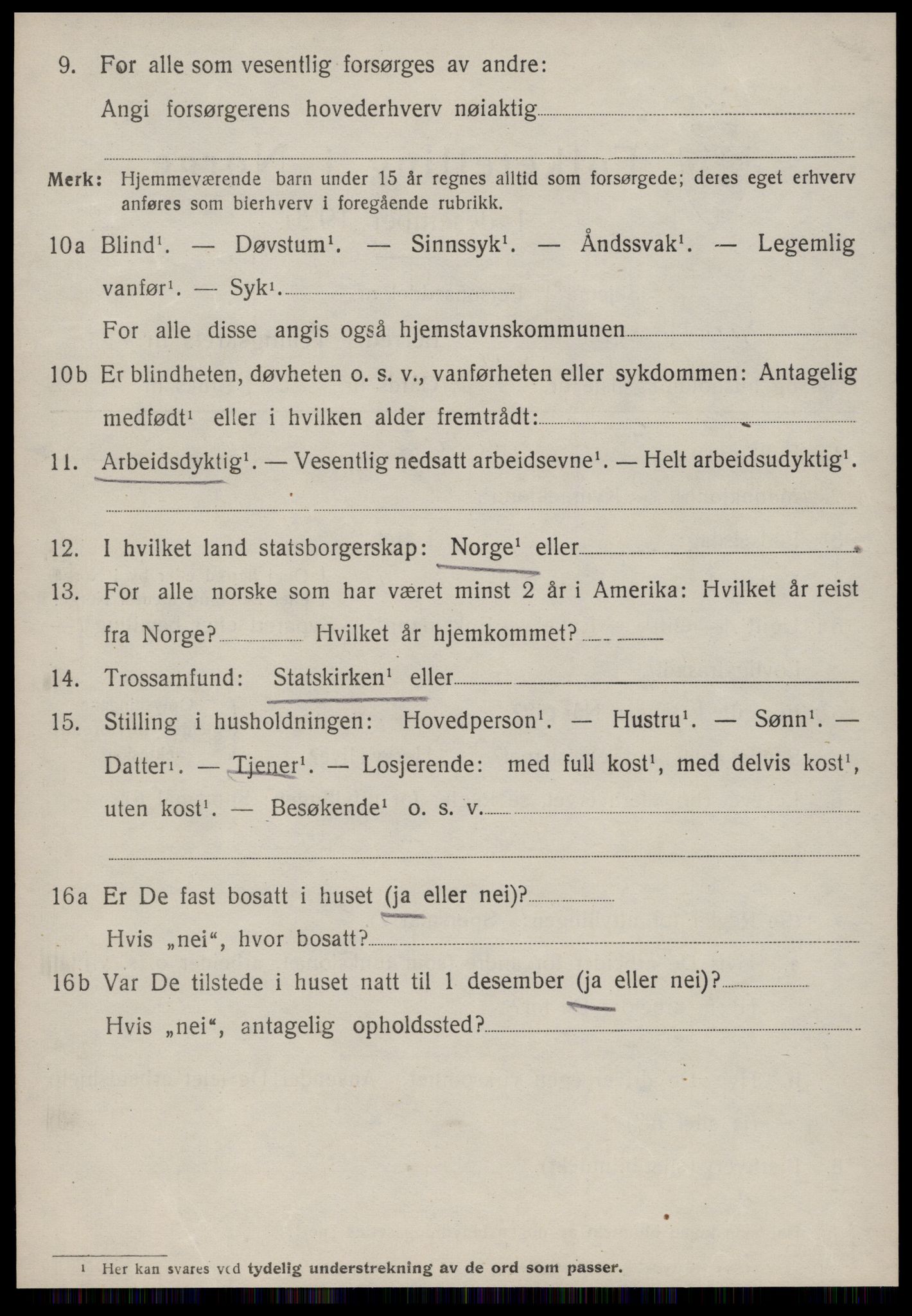 SAT, 1920 census for Volda, 1920, p. 10921