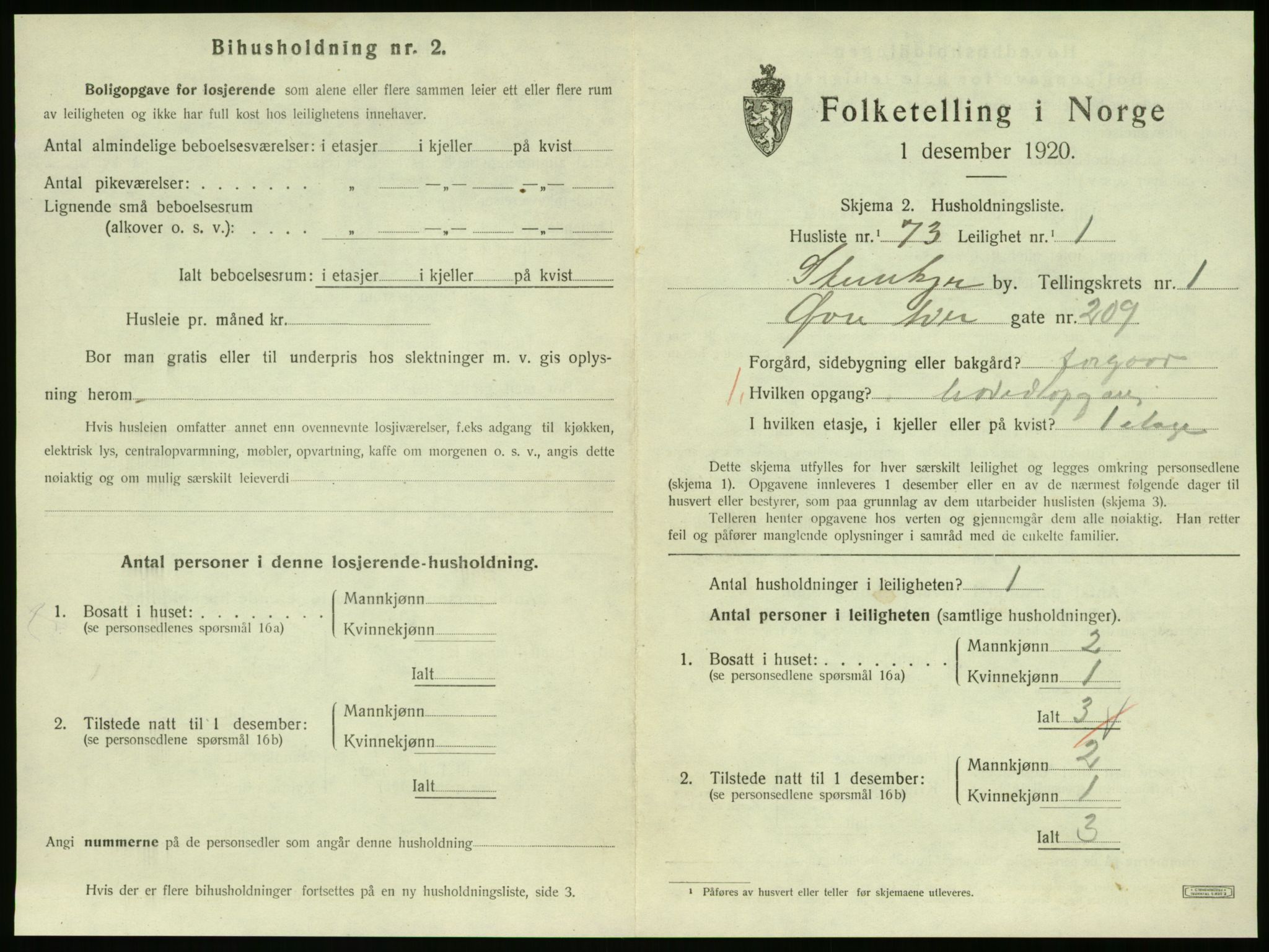 SAT, 1920 census for Steinkjer, 1920, p. 1360