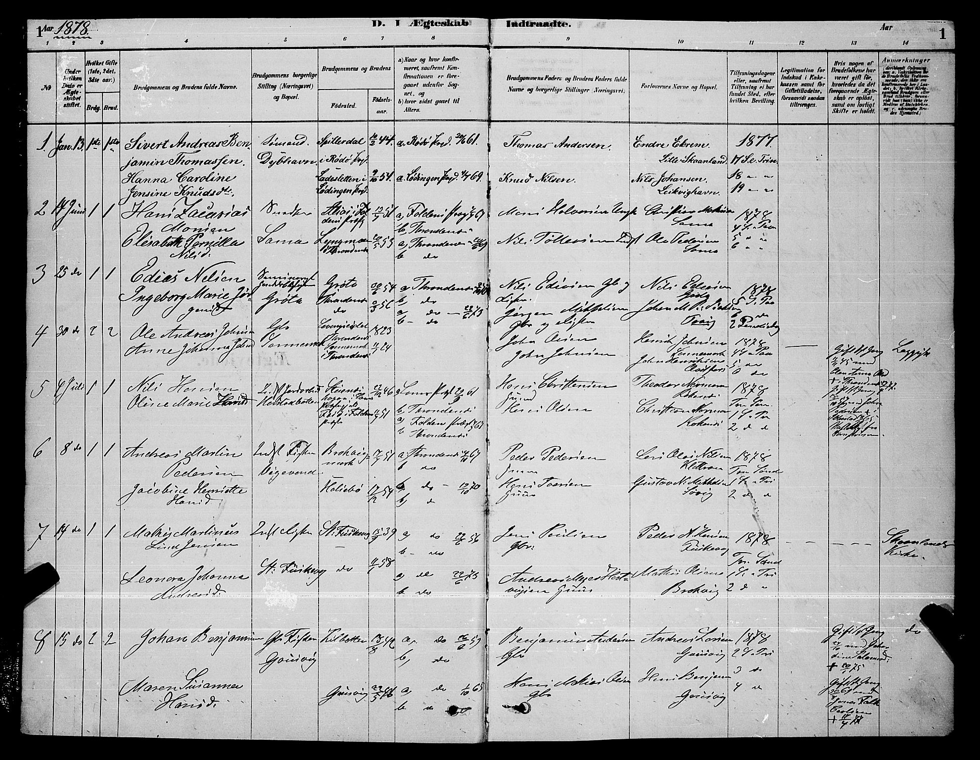 Trondenes sokneprestkontor, SATØ/S-1319/H/Hb/L0010klokker: Parish register (copy) no. 10, 1878-1890, p. 1