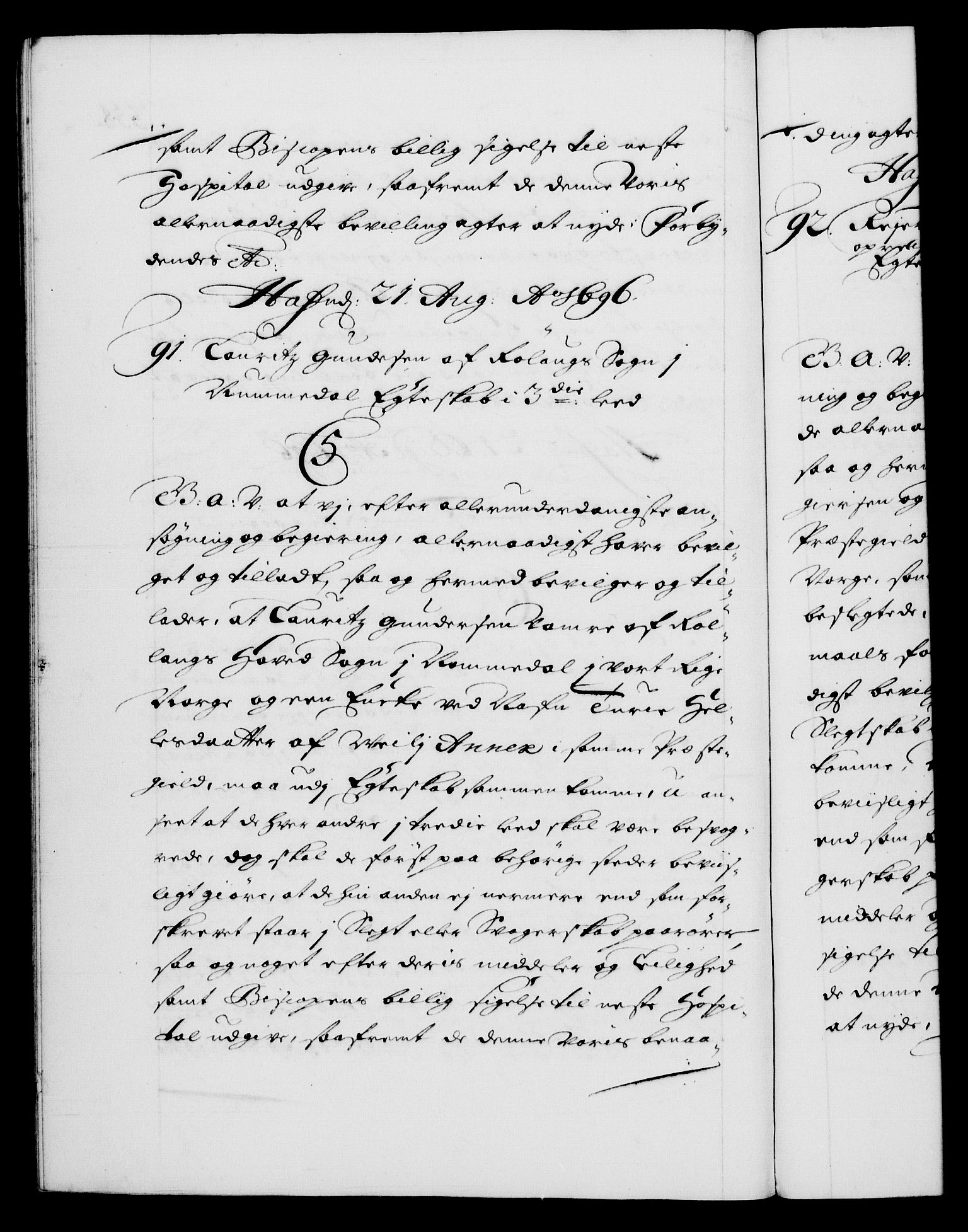 Danske Kanselli 1572-1799, AV/RA-EA-3023/F/Fc/Fca/Fcaa/L0016: Norske registre (mikrofilm), 1692-1697, p. 358b