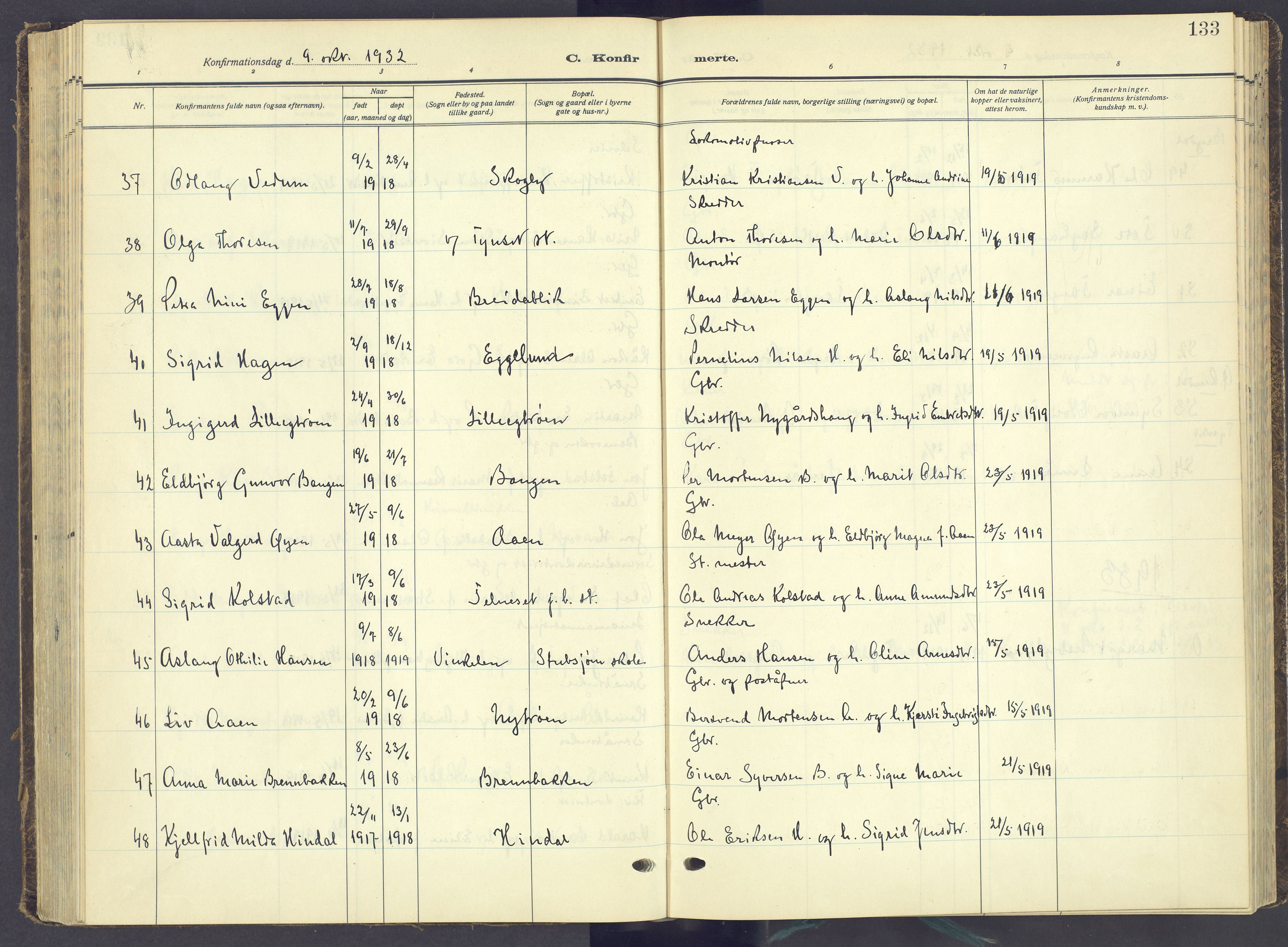 Tynset prestekontor, AV/SAH-PREST-058/H/Ha/Haa/L0027: Parish register (official) no. 27, 1930-1944, p. 133