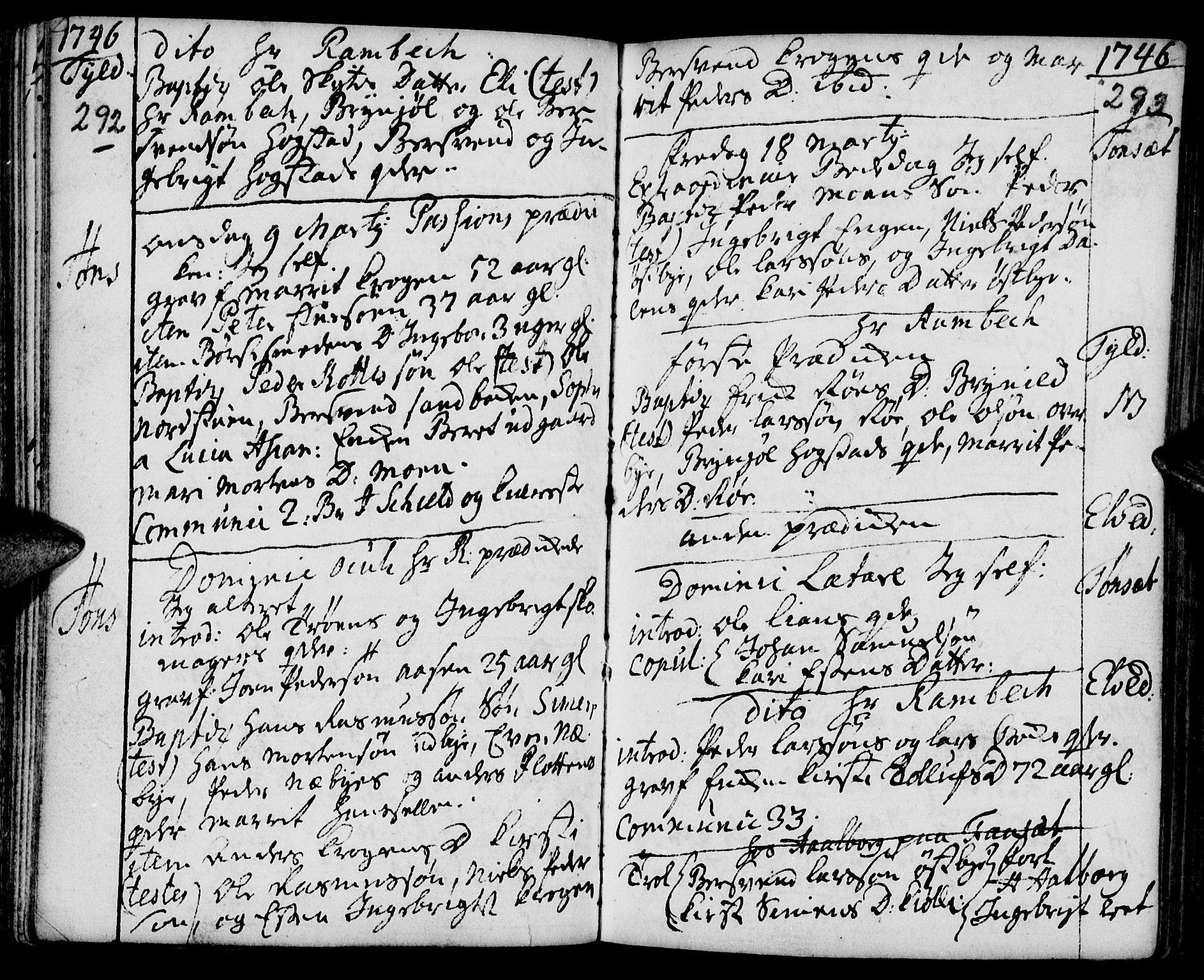 Tynset prestekontor, SAH/PREST-058/H/Ha/Haa/L0002: Parish register (official) no. 2, 1737-1767, p. 292-293