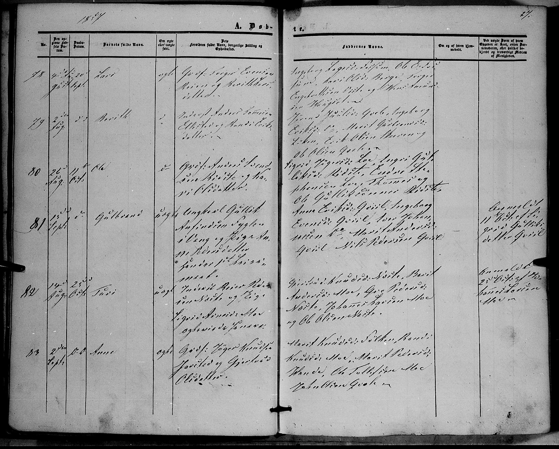 Vestre Slidre prestekontor, AV/SAH-PREST-136/H/Ha/Haa/L0002: Parish register (official) no. 2, 1856-1864, p. 27