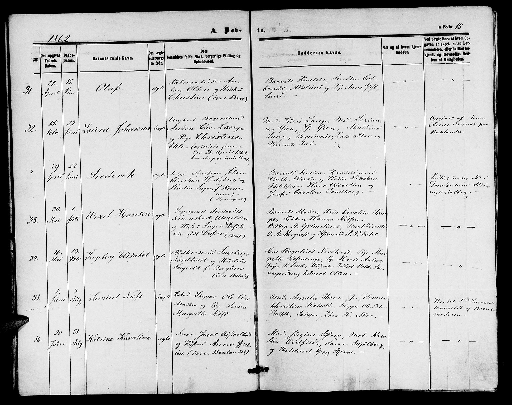 Ministerialprotokoller, klokkerbøker og fødselsregistre - Sør-Trøndelag, AV/SAT-A-1456/604/L0185: Parish register (official) no. 604A06, 1861-1865, p. 15