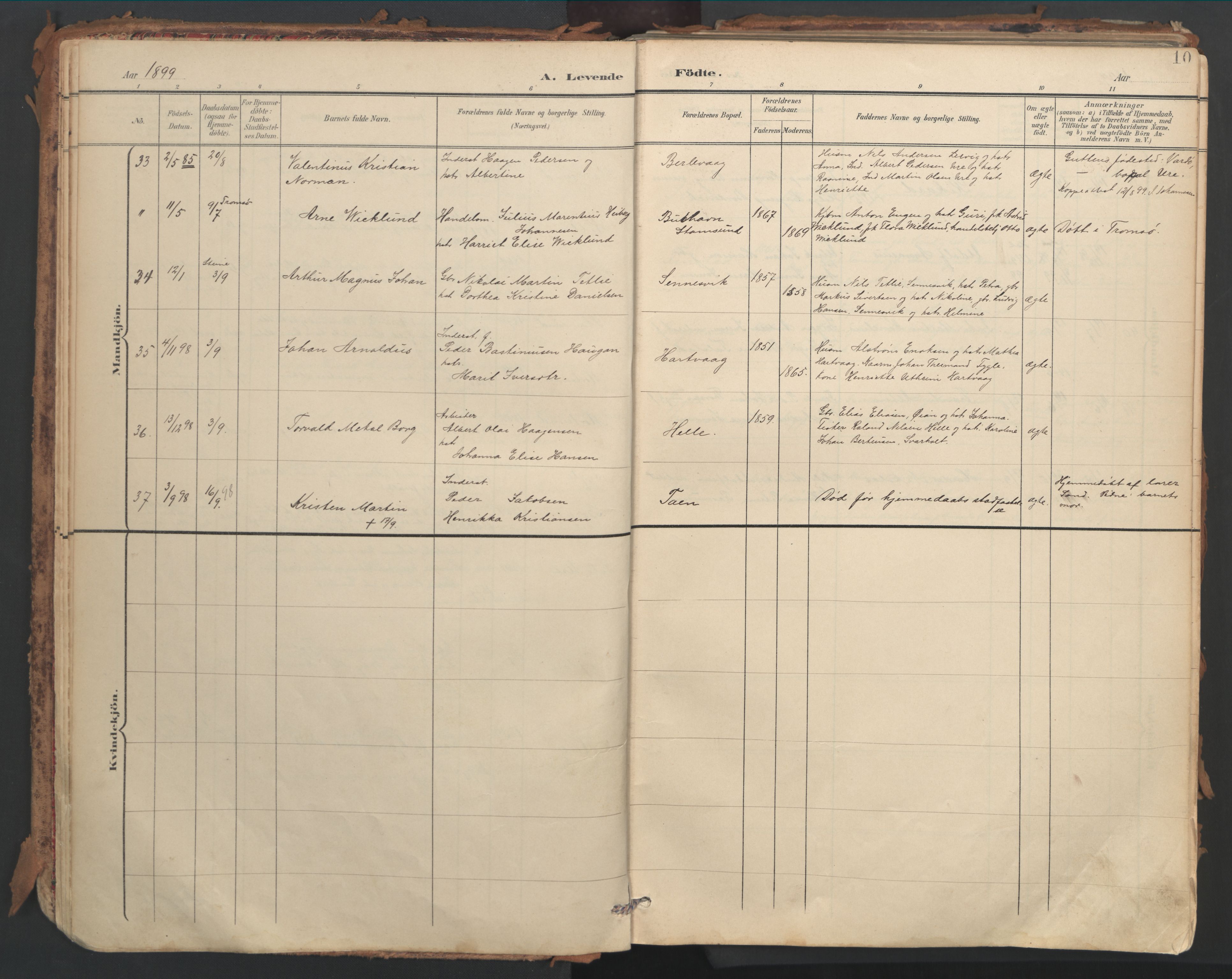 Ministerialprotokoller, klokkerbøker og fødselsregistre - Nordland, SAT/A-1459/882/L1180: Parish register (official) no. 882A02, 1897-1913, p. 10