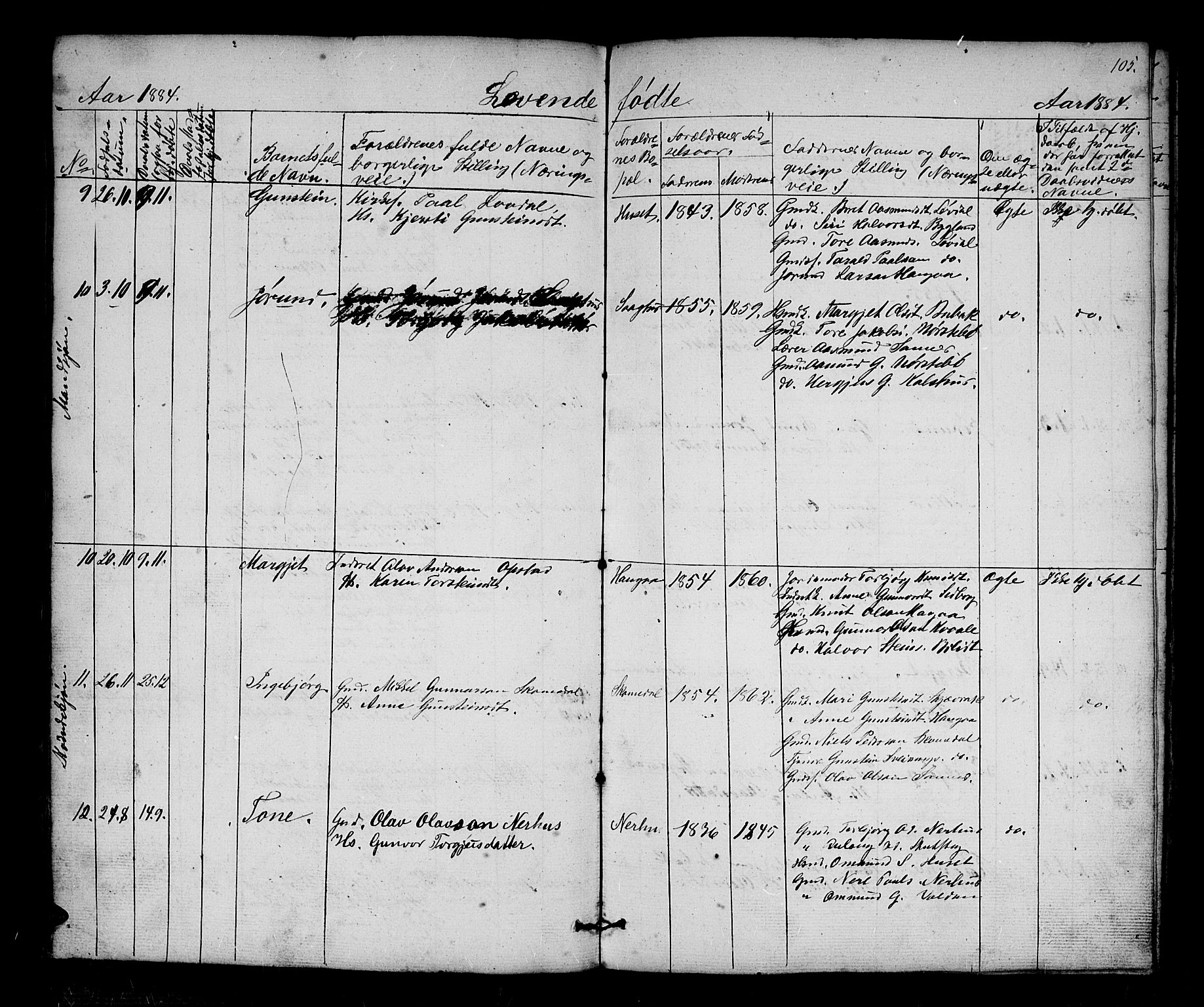 Bygland sokneprestkontor, AV/SAK-1111-0006/F/Fb/Fbb/L0002: Parish register (copy) no. B 2, 1848-1886, p. 105