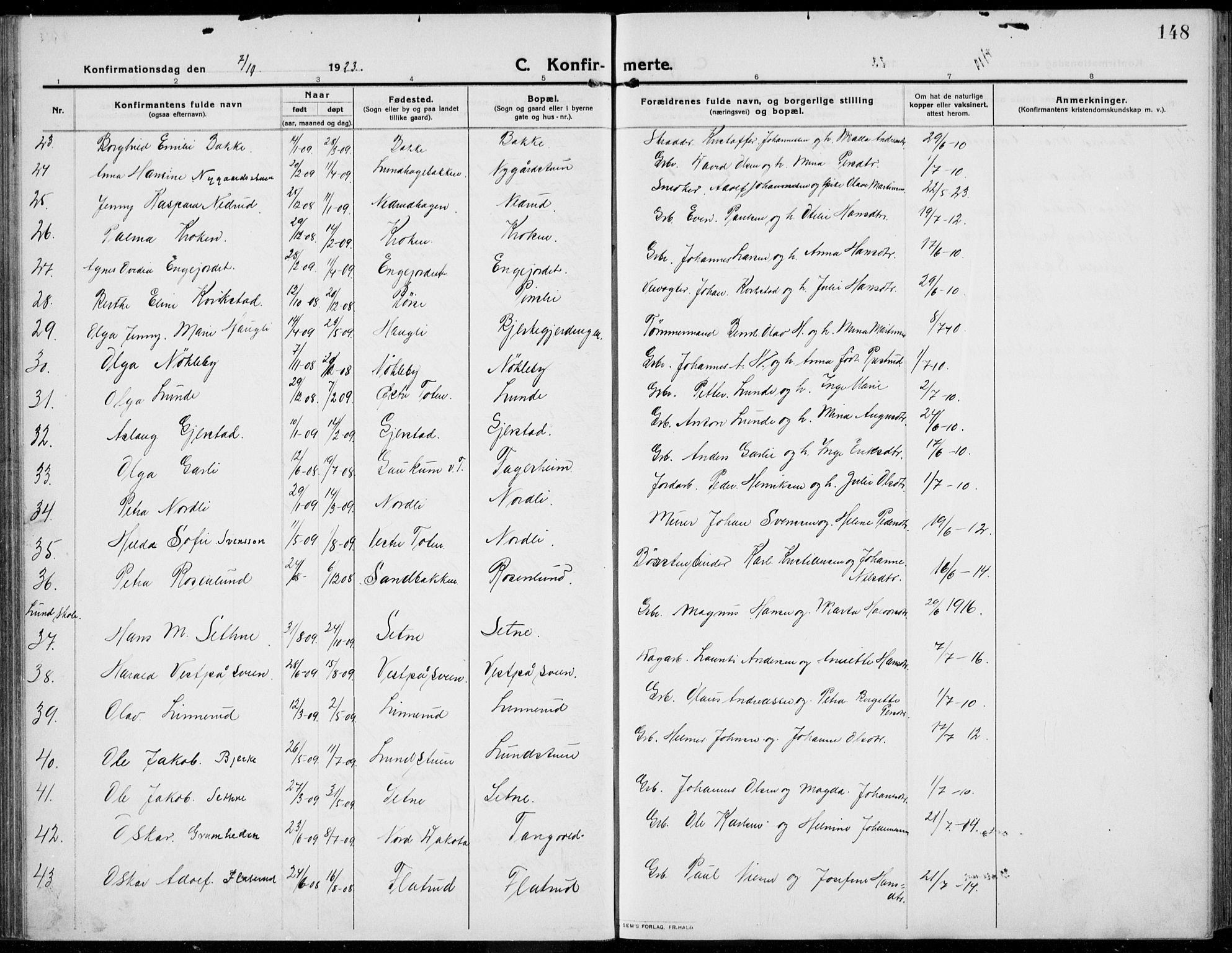 Kolbu prestekontor, SAH/PREST-110/H/Ha/Haa/L0002: Parish register (official) no. 2, 1912-1926, p. 148