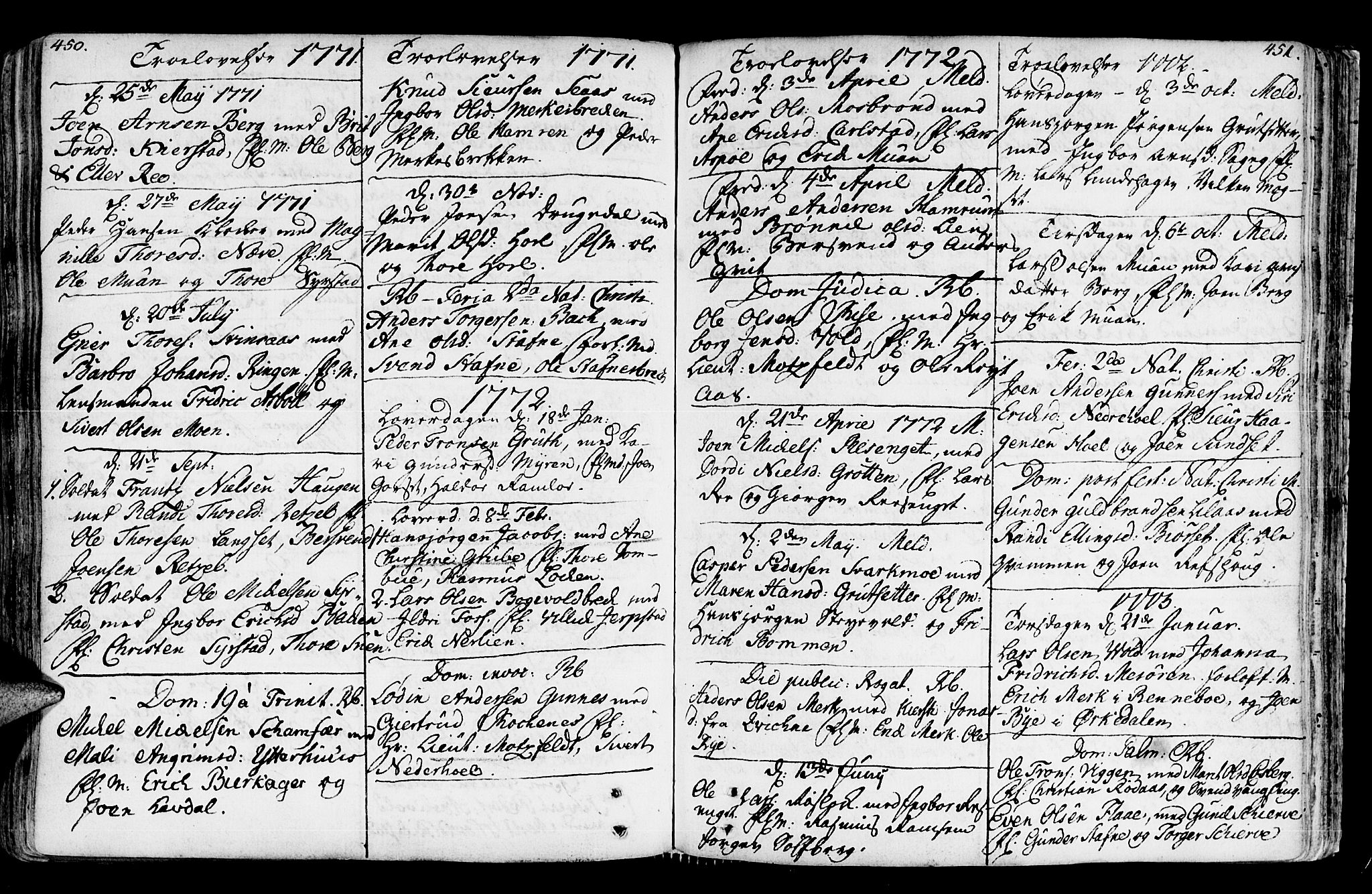 Ministerialprotokoller, klokkerbøker og fødselsregistre - Sør-Trøndelag, SAT/A-1456/672/L0851: Parish register (official) no. 672A04, 1751-1775, p. 450-451