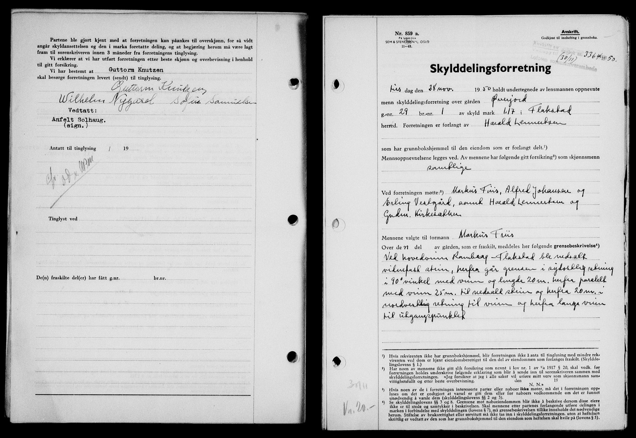 Lofoten sorenskriveri, SAT/A-0017/1/2/2C/L0025a: Mortgage book no. 25a, 1950-1951, Diary no: : 3364/1950