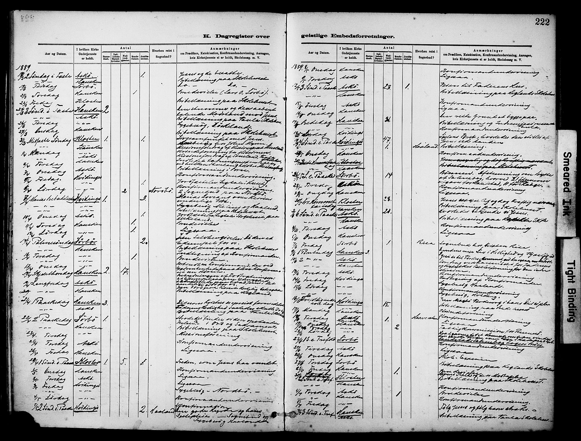 Rennesøy sokneprestkontor, SAST/A -101827/H/Ha/Haa/L0012: Parish register (official) no. A 13, 1885-1917, p. 222