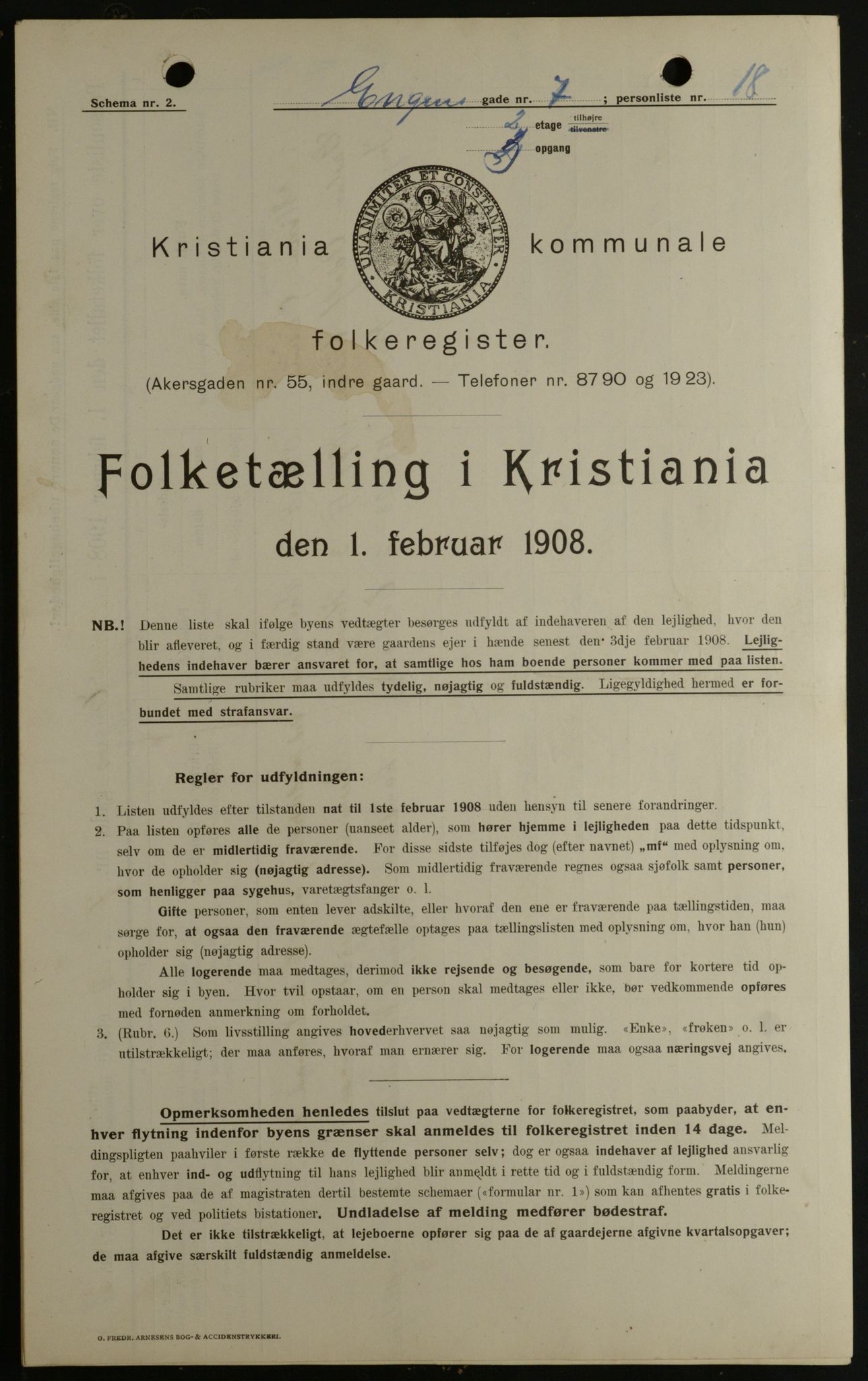 OBA, Municipal Census 1908 for Kristiania, 1908, p. 19808