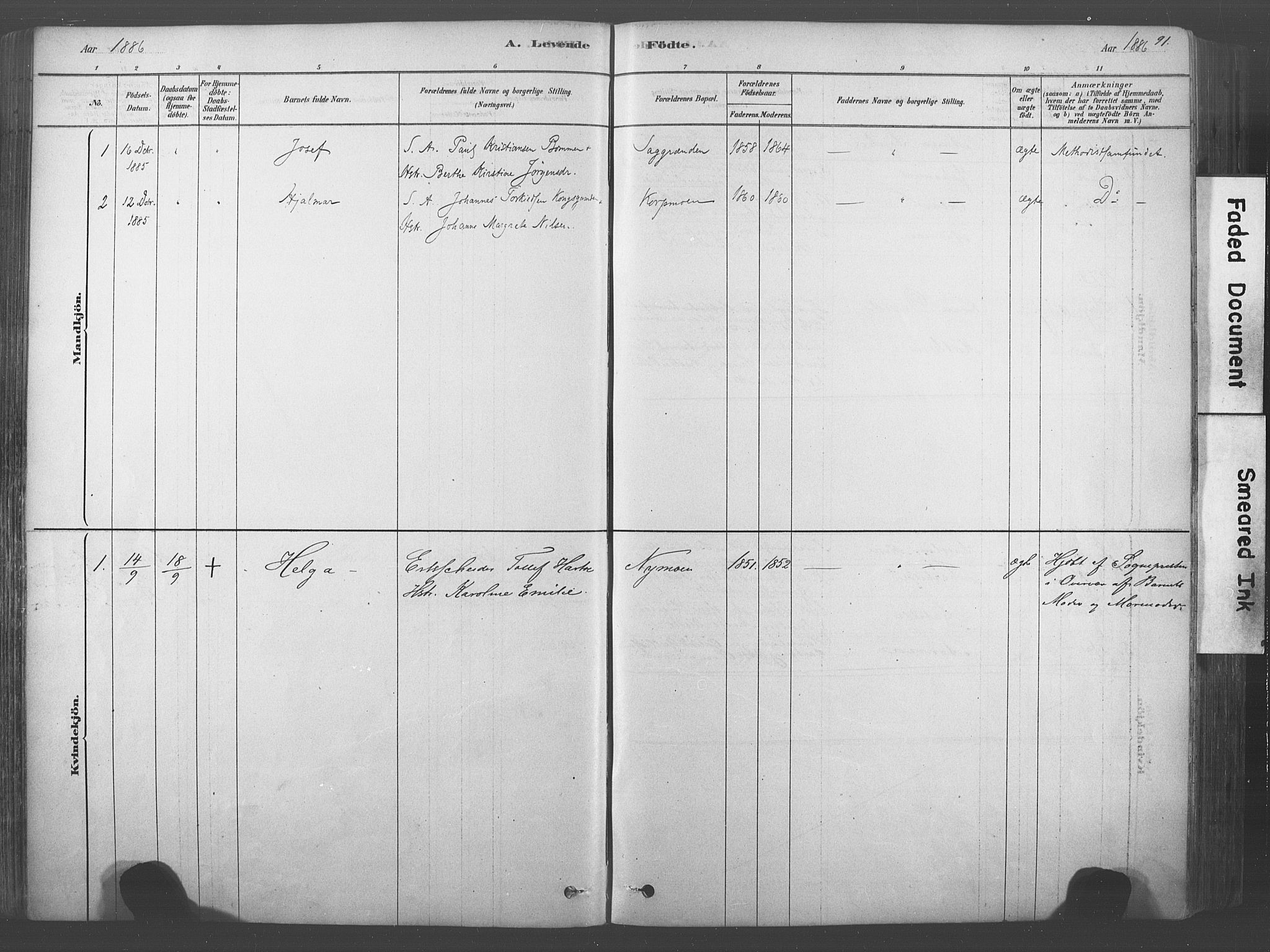 Kongsberg kirkebøker, SAKO/A-22/F/Fb/L0001: Parish register (official) no. II 1, 1878-1886, p. 91