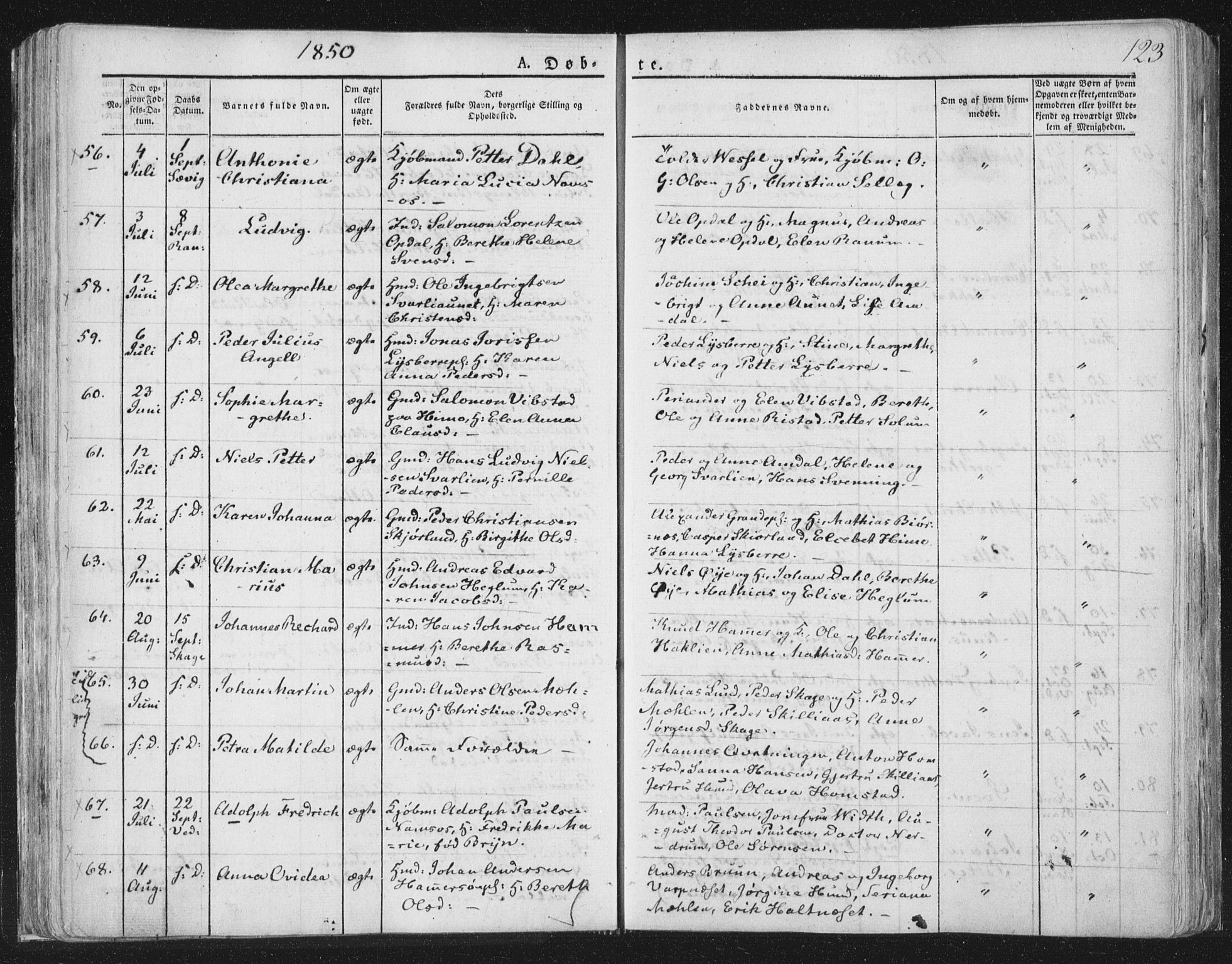 Ministerialprotokoller, klokkerbøker og fødselsregistre - Nord-Trøndelag, AV/SAT-A-1458/764/L0551: Parish register (official) no. 764A07a, 1824-1864, p. 123