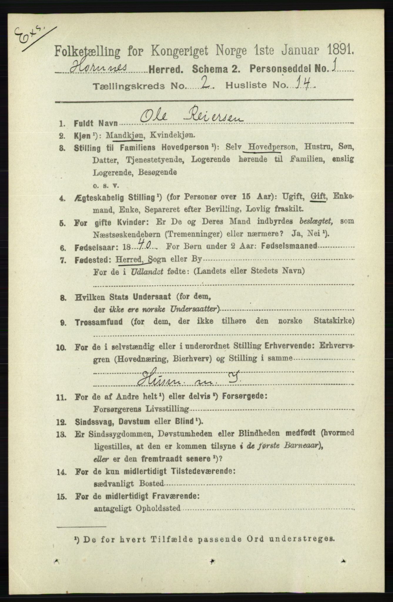 RA, Census 1891 for Nedenes amt: Gjenparter av personsedler for beslektede ektefeller, menn, 1891, p. 963