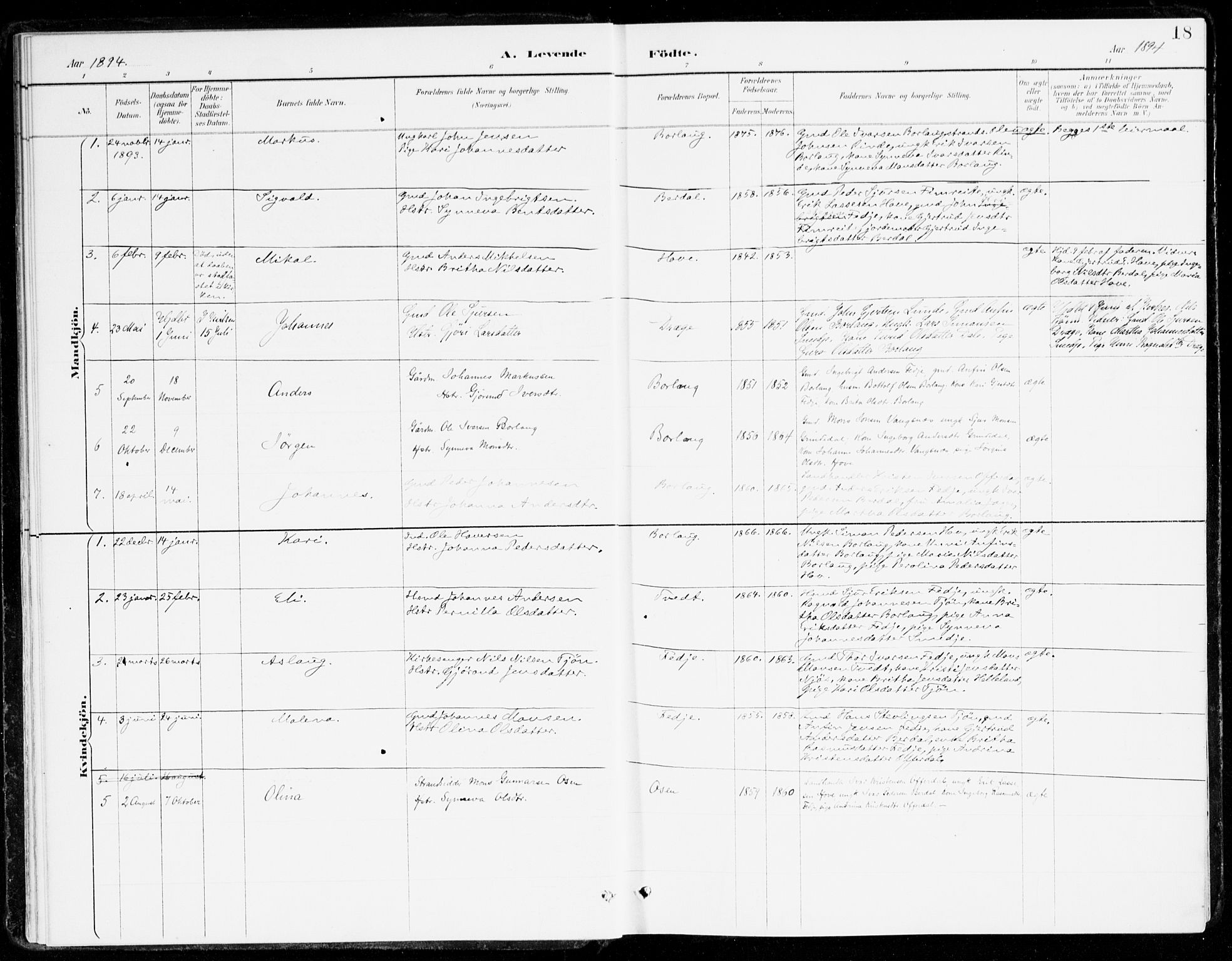 Leikanger sokneprestembete, AV/SAB-A-81001/H/Haa/Haad/L0001: Parish register (official) no. D 1, 1887-1922, p. 18